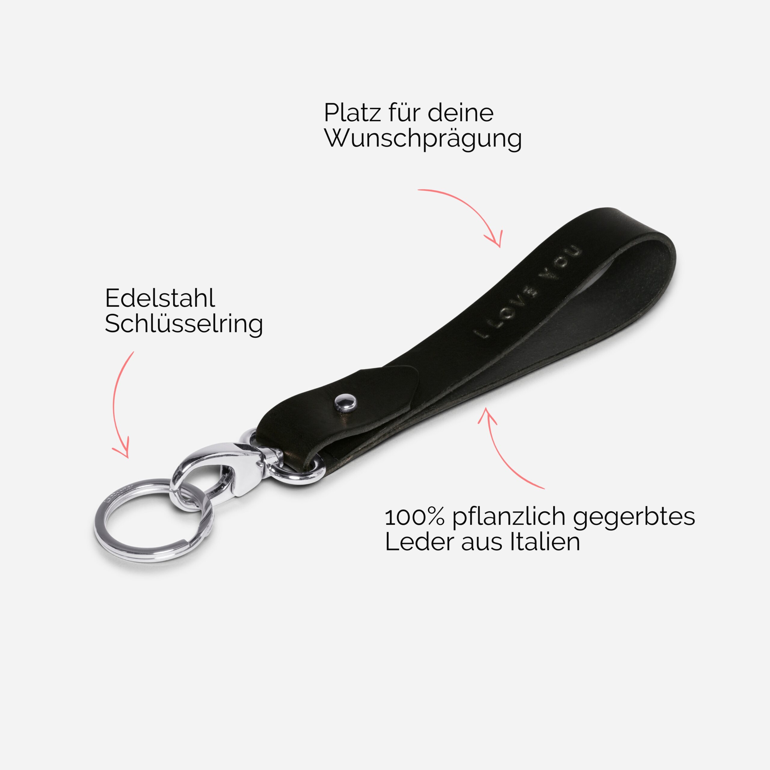 Elsa Schlüsselanhänger aus Leder mit personalisierter Prägung Lapàporter in schwarz