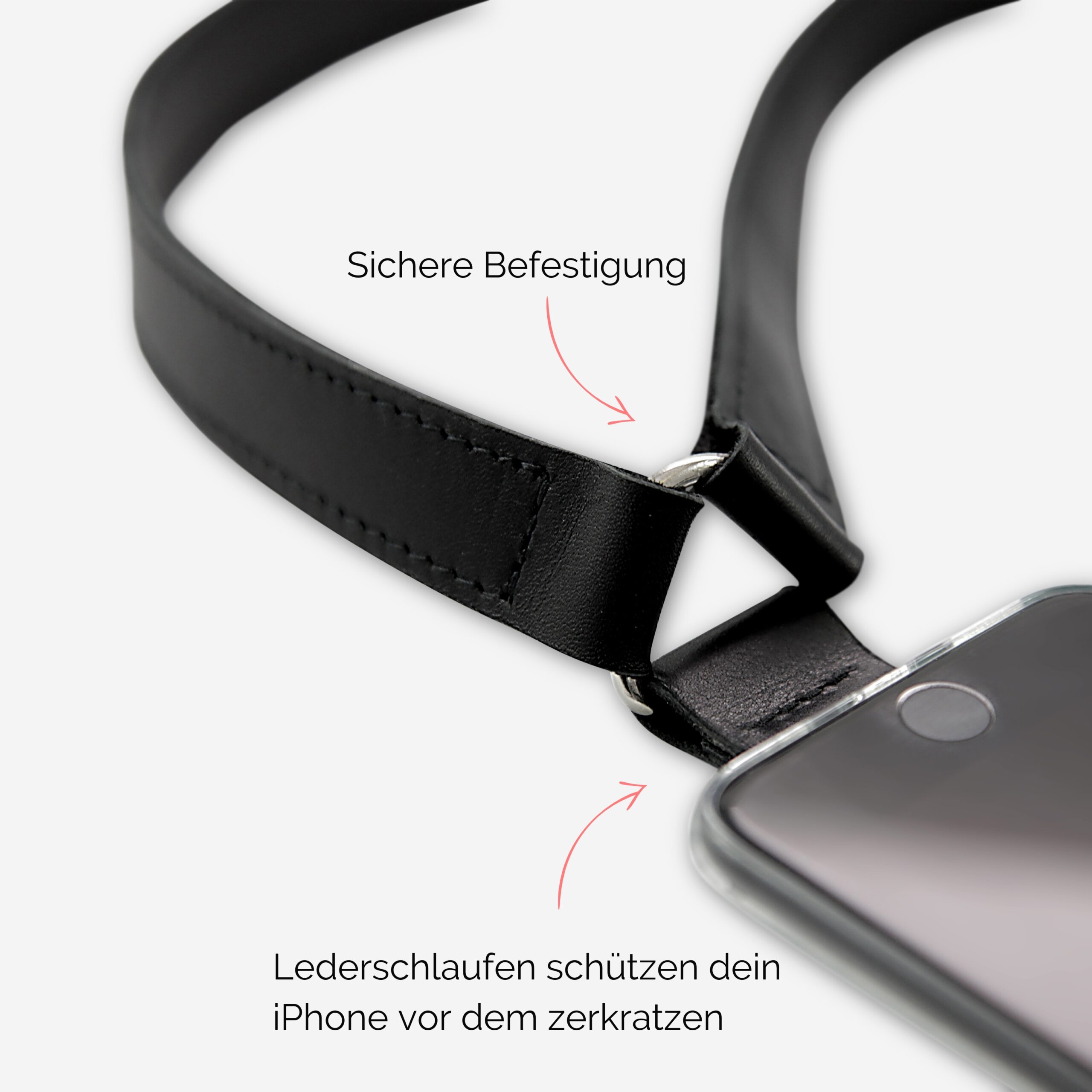 Handyhülle mit breitem Lederriemen für Männer in schwarz