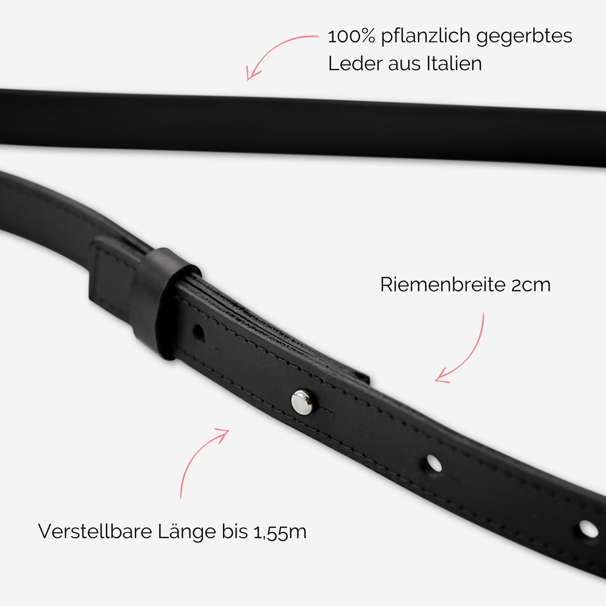 Handyhülle mit breitem Lederriemen für Männer in schwarz