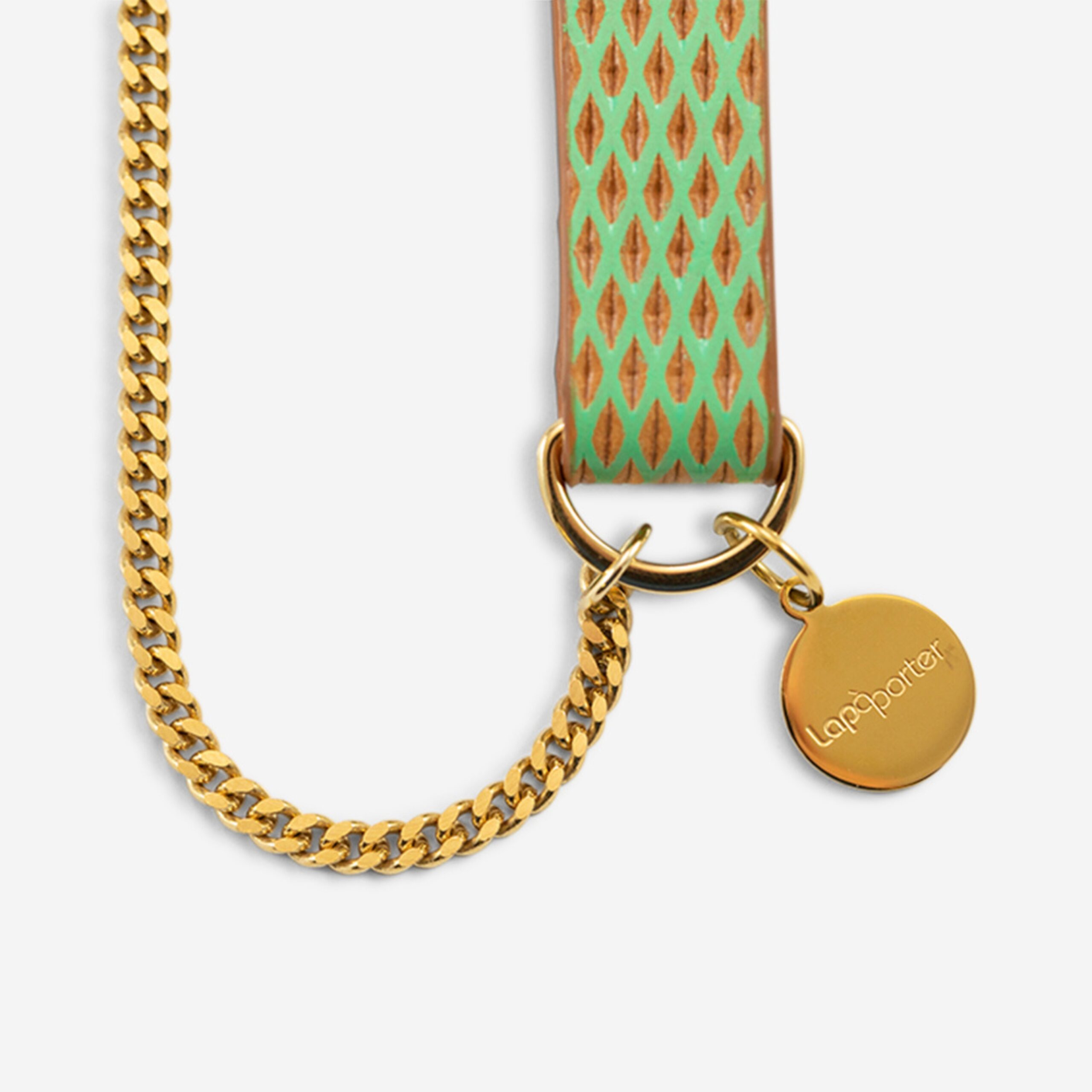 Handykette Edelstahl Gliederkette mit Lederriemen Monique in mint