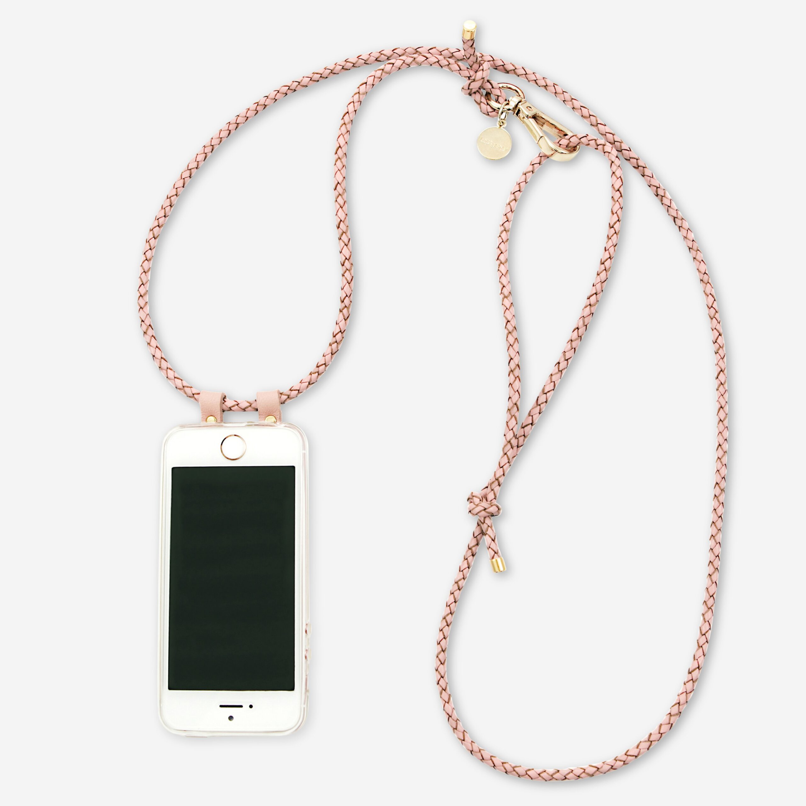 Handykette Leder mit geflochtener Lederkordel Romy in rosé