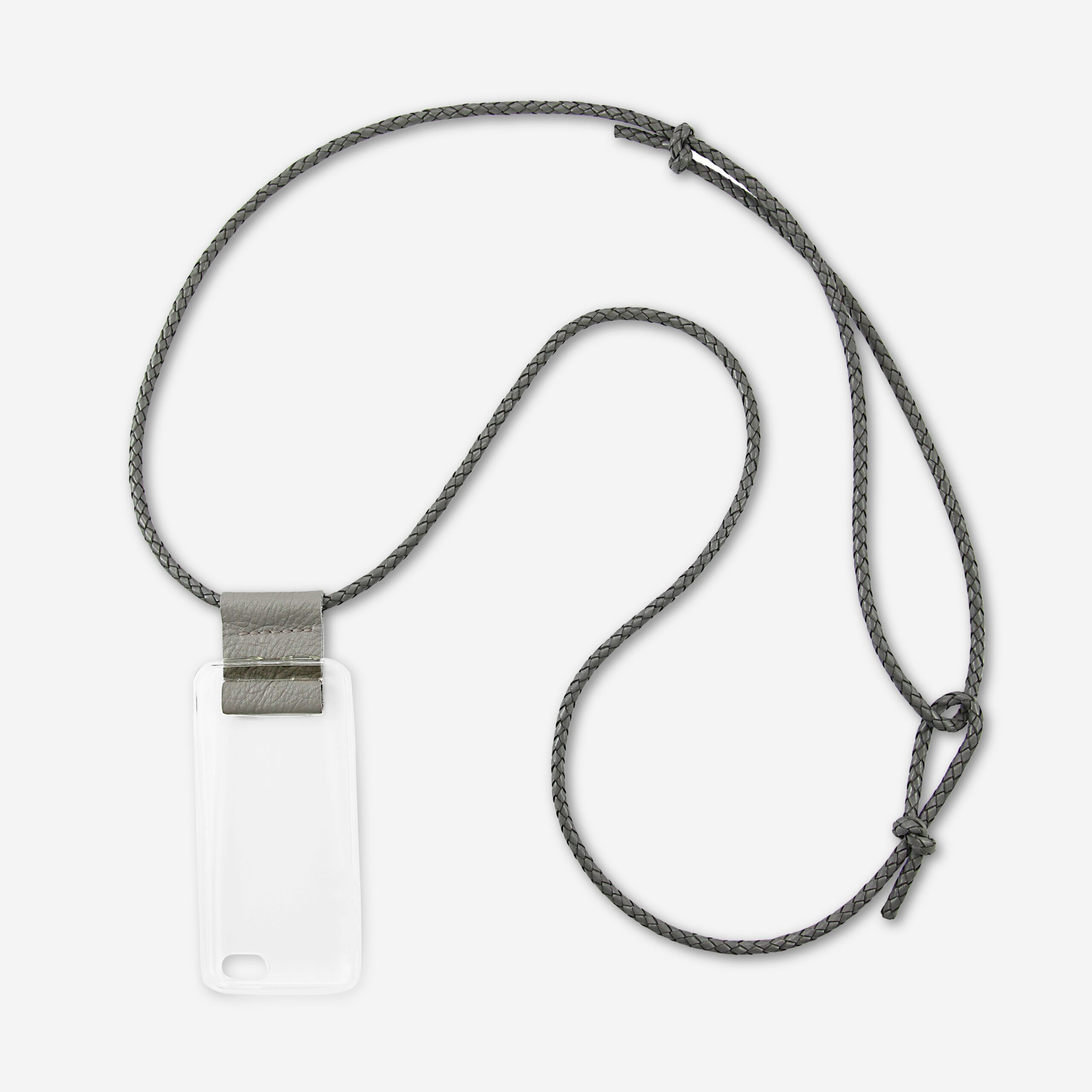 Handykette Leder mit geflochtener Lederkordel Zaha in grau