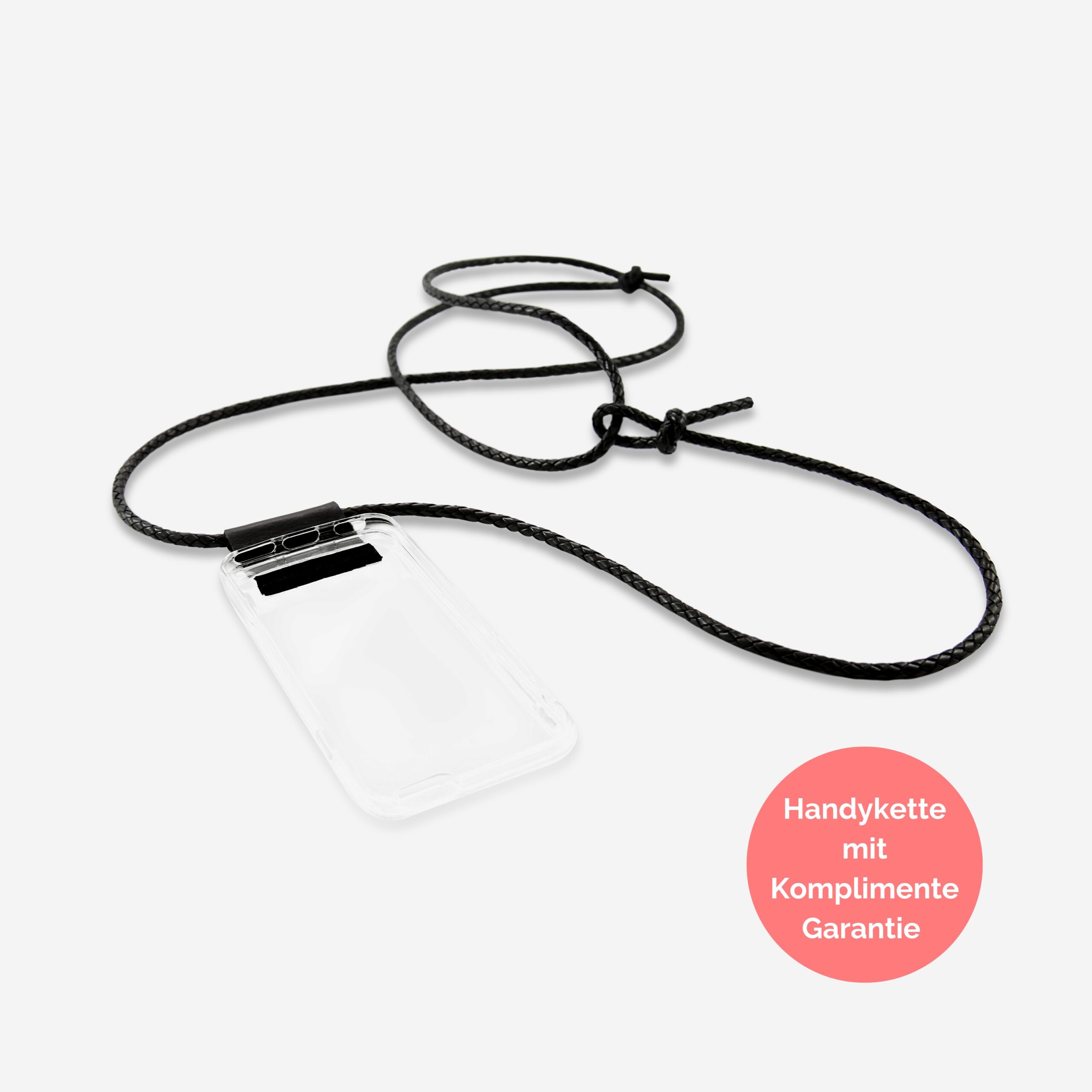 Handykette Leder mit geflochtener Lederkordel Zaha in schwarz