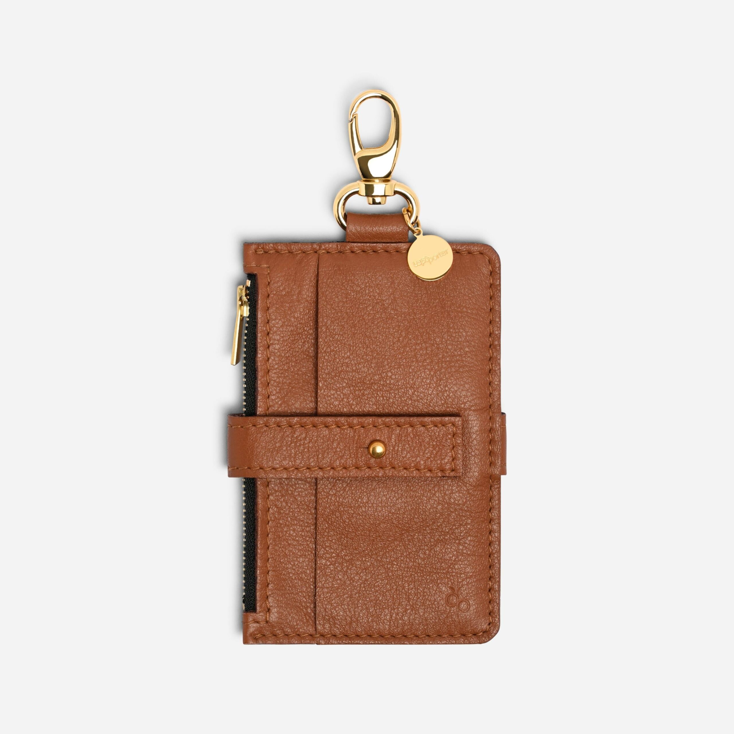 handykette-mit-portemonnaie-pina-cognac (2) Pina Portemonnaie mit Karabiner zum anhängen cognac Lapàporter