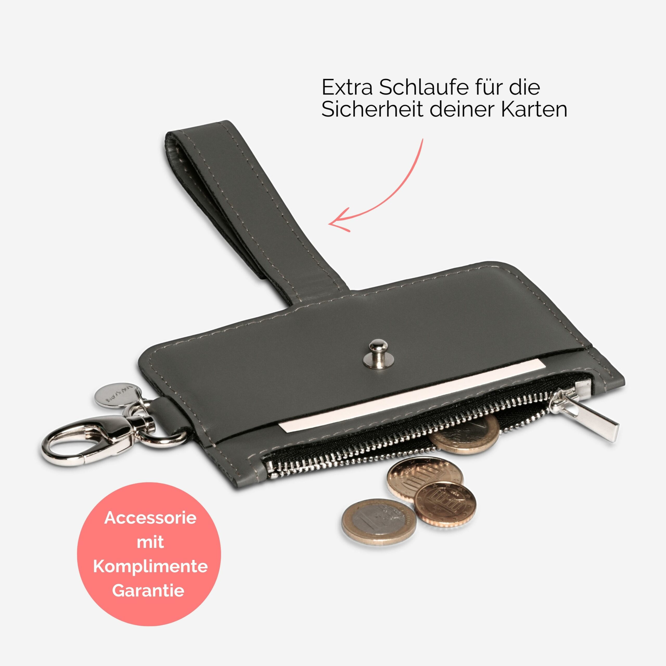 Pina Portemonnaie mit Karabiner zum anhängen grau Lapàporter