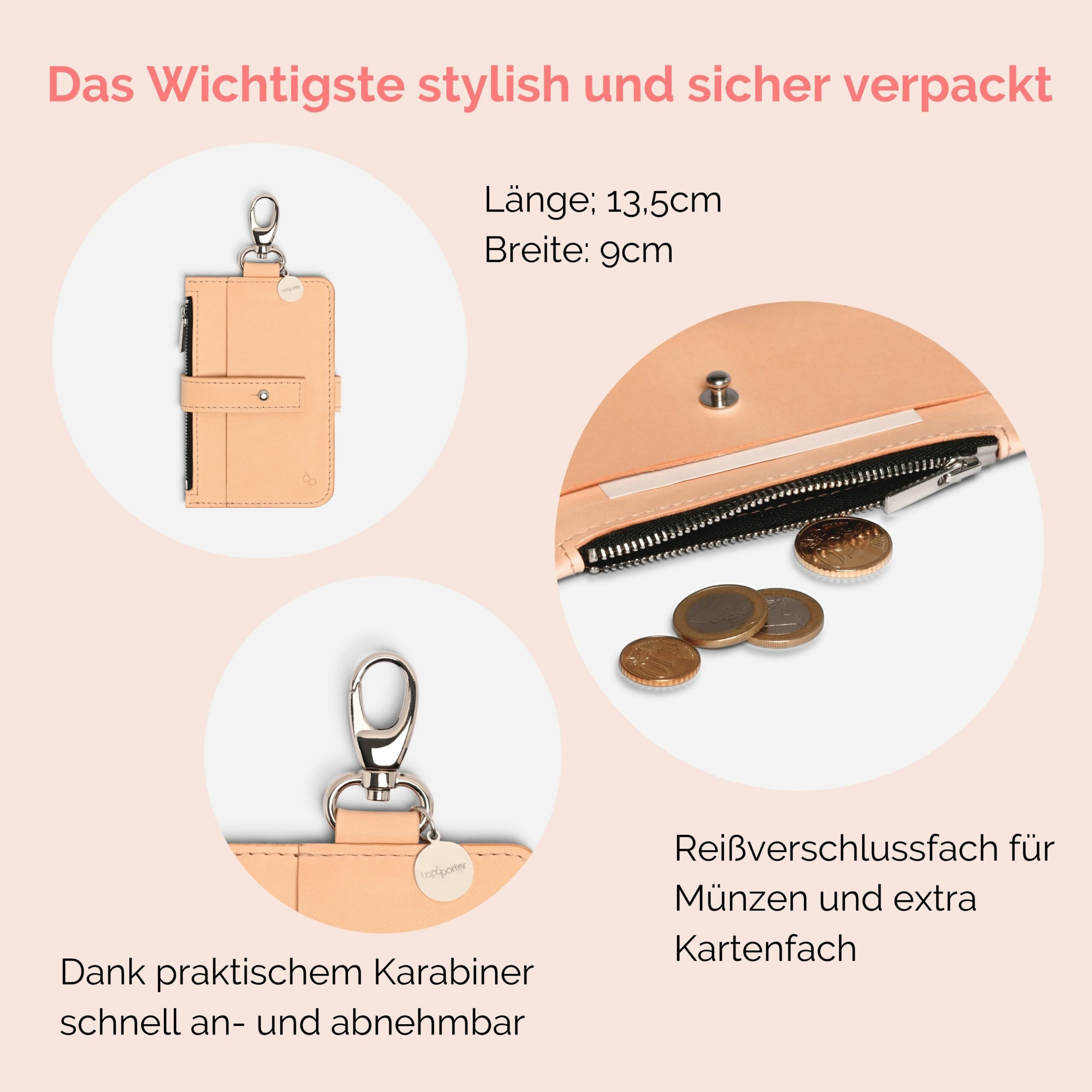 Pina Portemonnaie mit Karabiner zum anhängen in natur Lapàporter