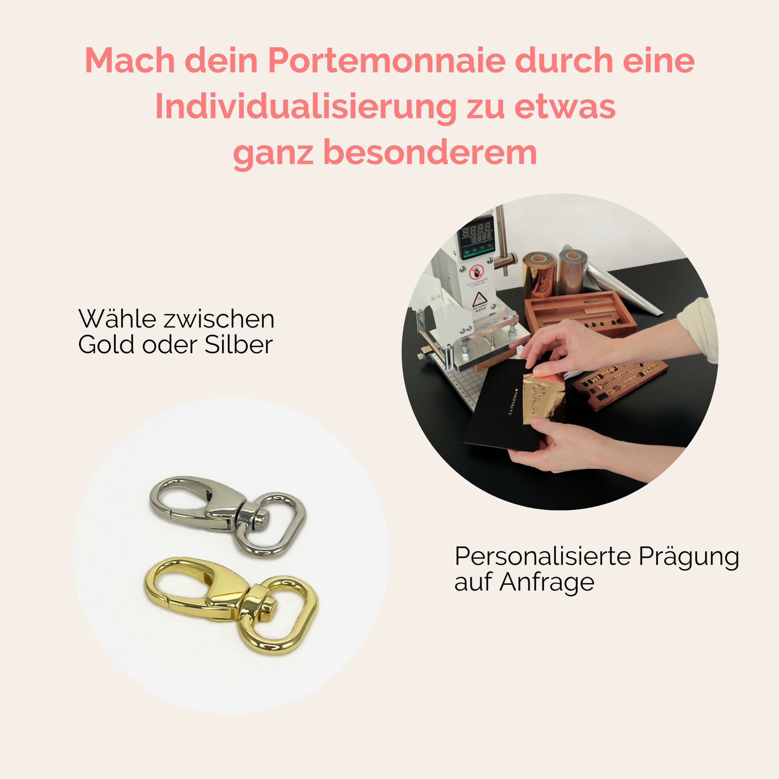 Pina Portemonnaie mit Karabiner zum anhängen in natur Lapàporter