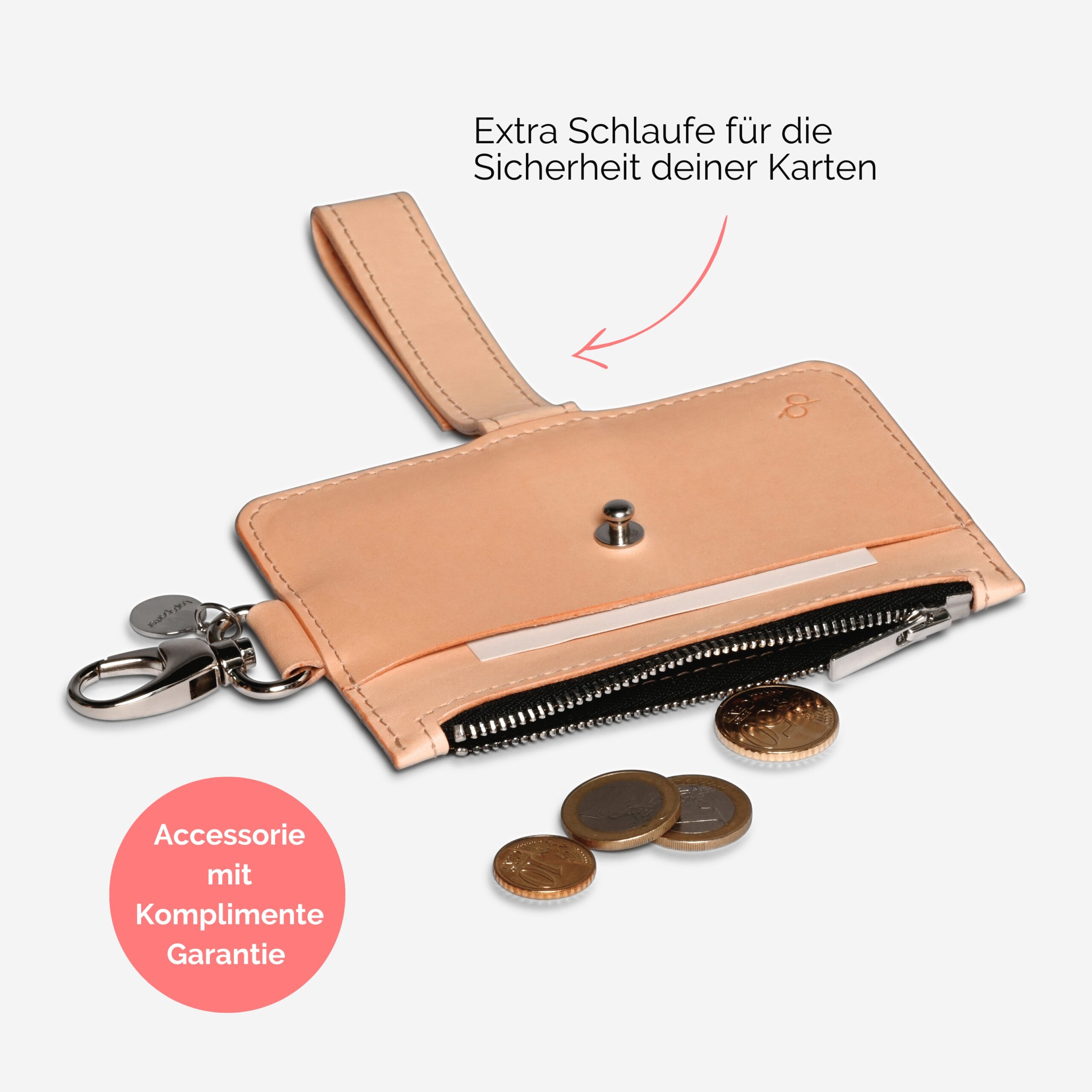 handykette-mit-portemonnaie-pina-natur (8) Pina Portemonnaie mit Karabiner zum anhängen in schwarz Lapàporter