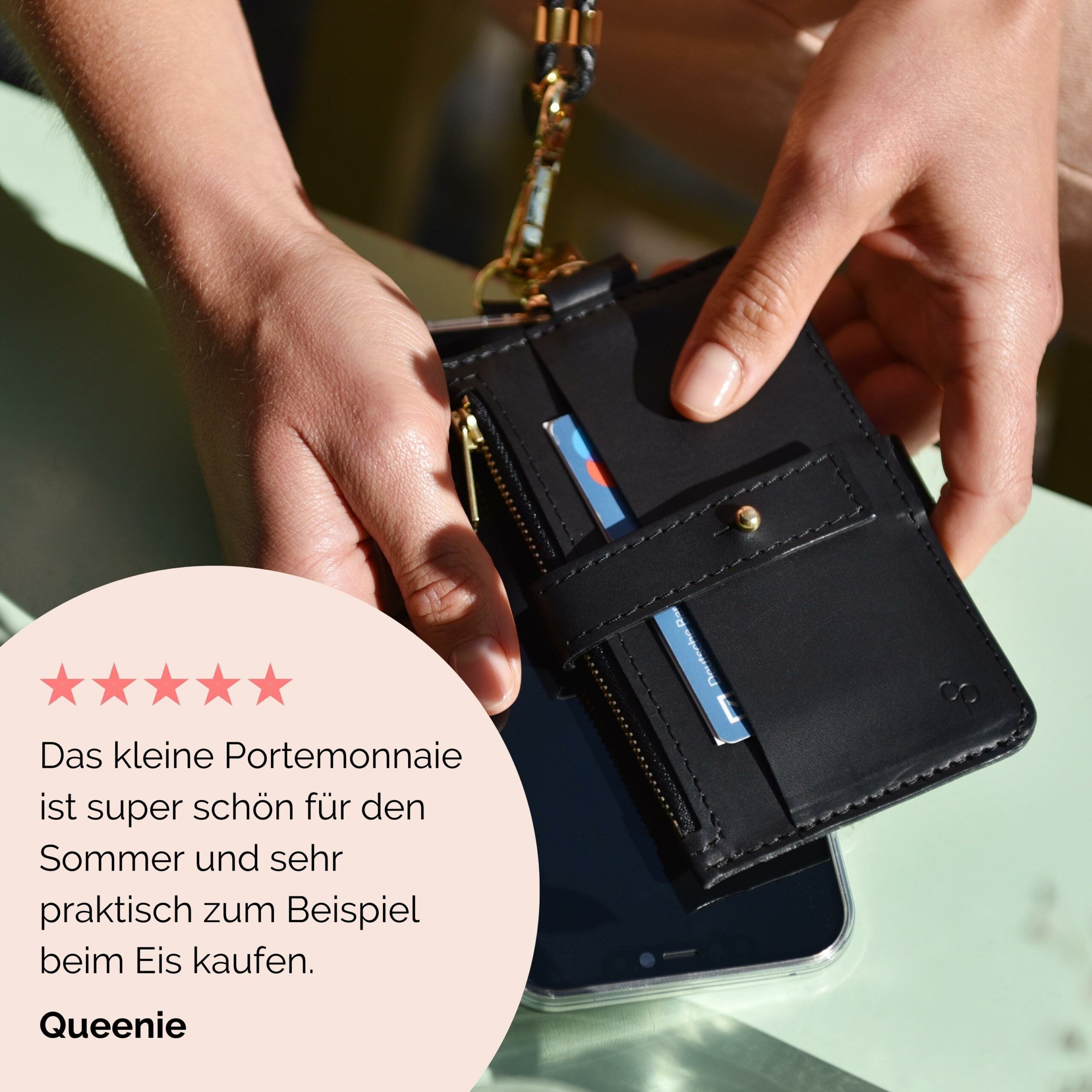 Handykette mit Portemonnaie zum anhängen rosé Lapàporter