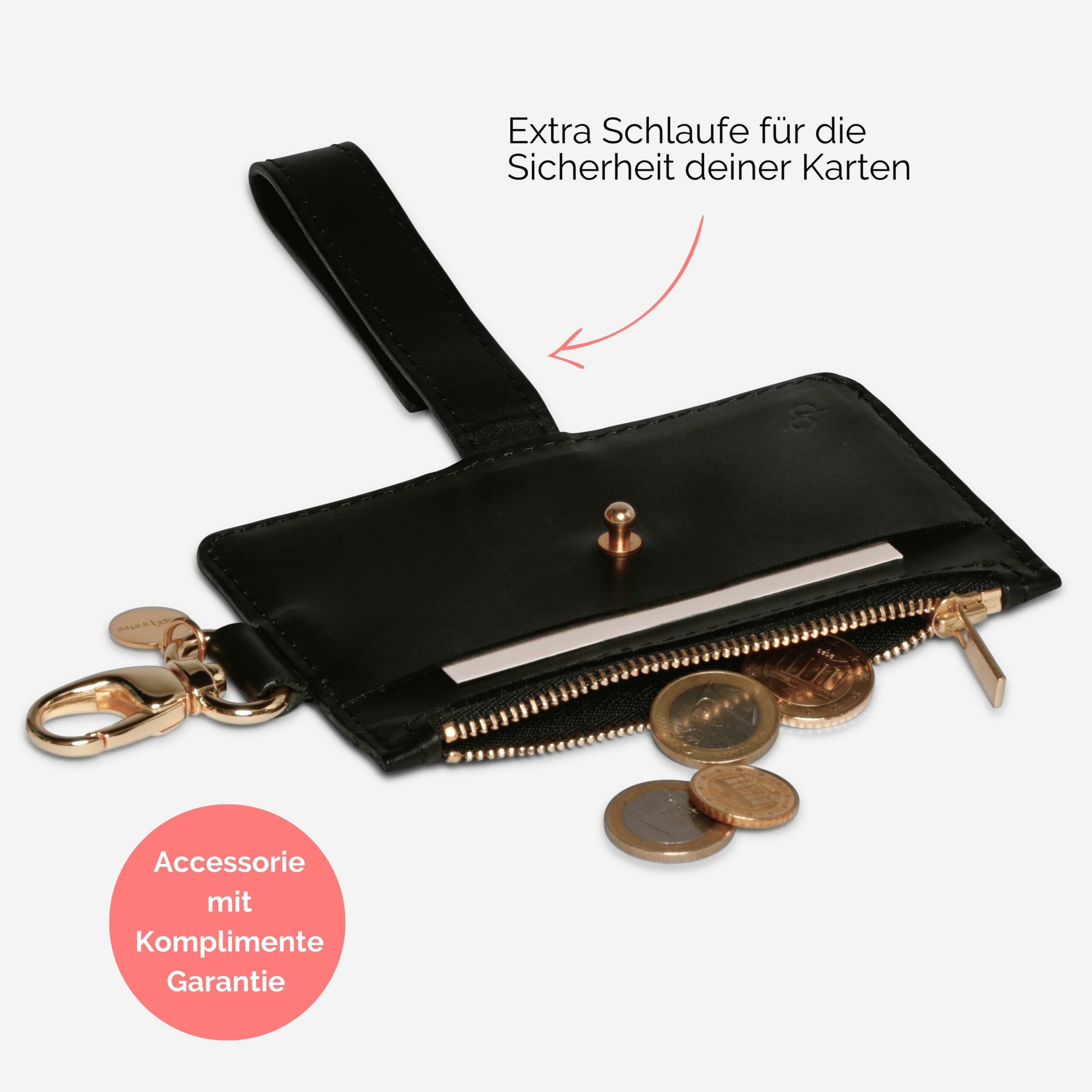Pina Portemonnaie mit Karabiner zum anhängen in schwarz Lapàporter