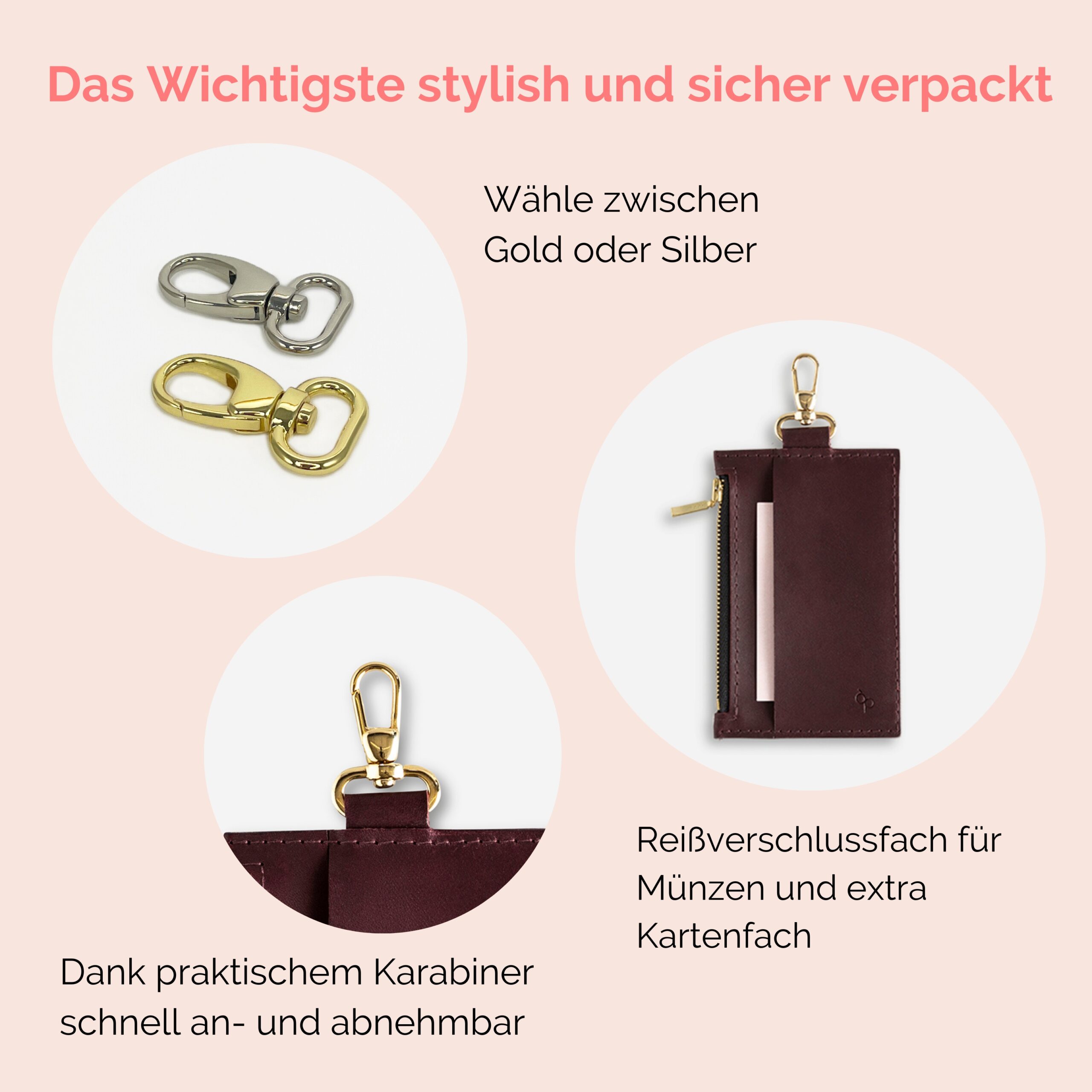 Portemonnaie für Handykette Viki in bordeaux