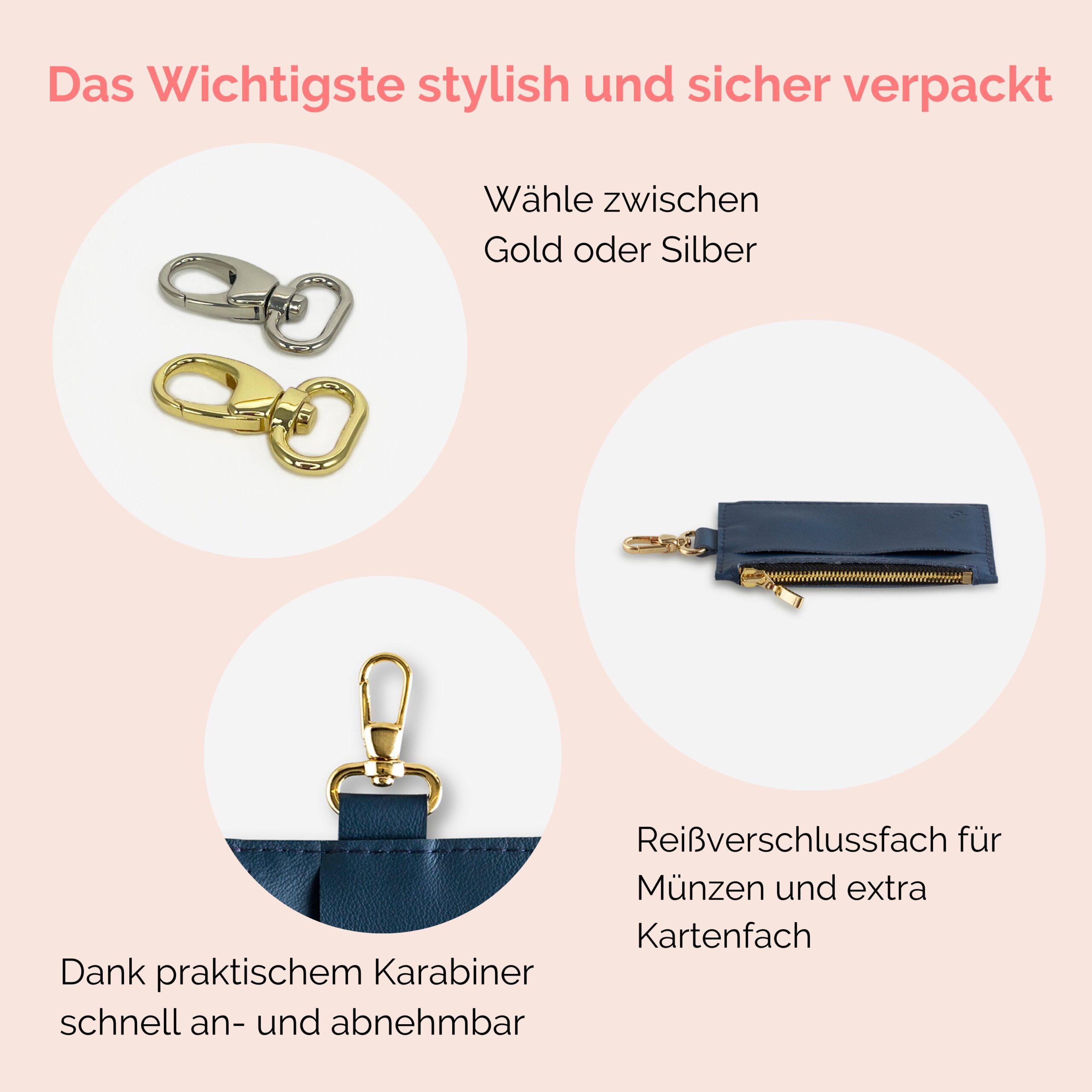 Portemonnaie für Handykette Viki in mittelblau