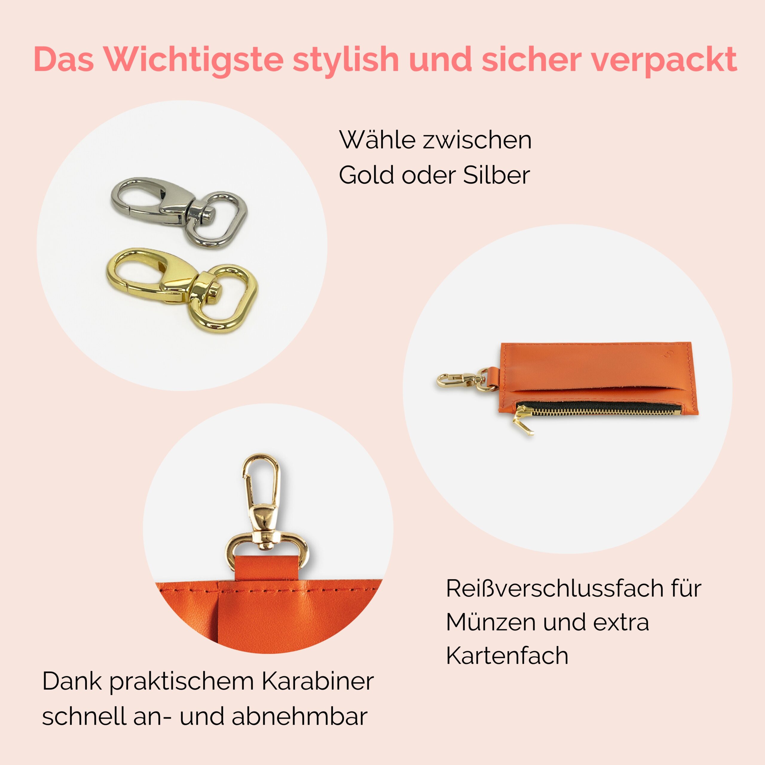 Portemonnaie für Handykette Viki in orange