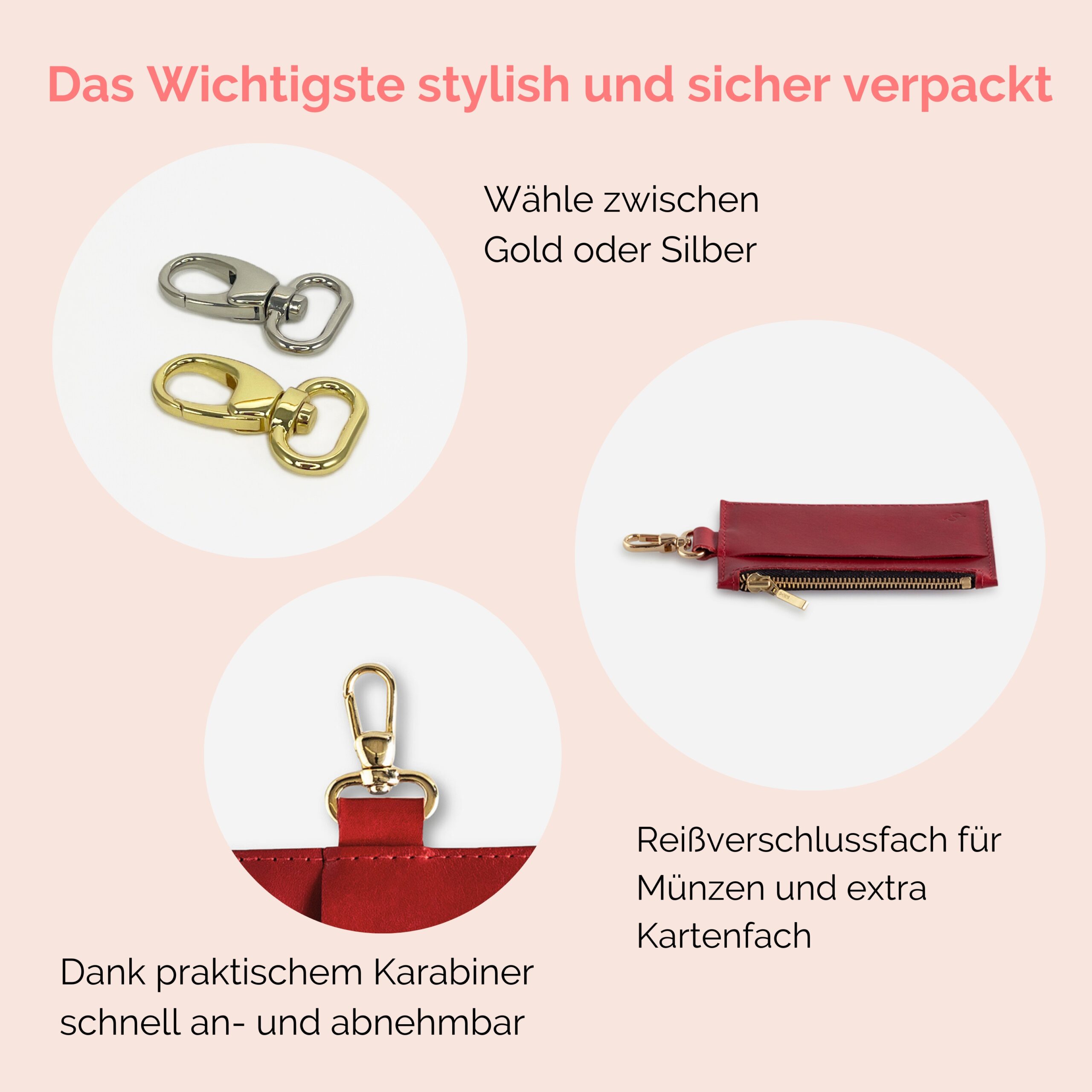 Portemonnaie für Handykette Viki in rot