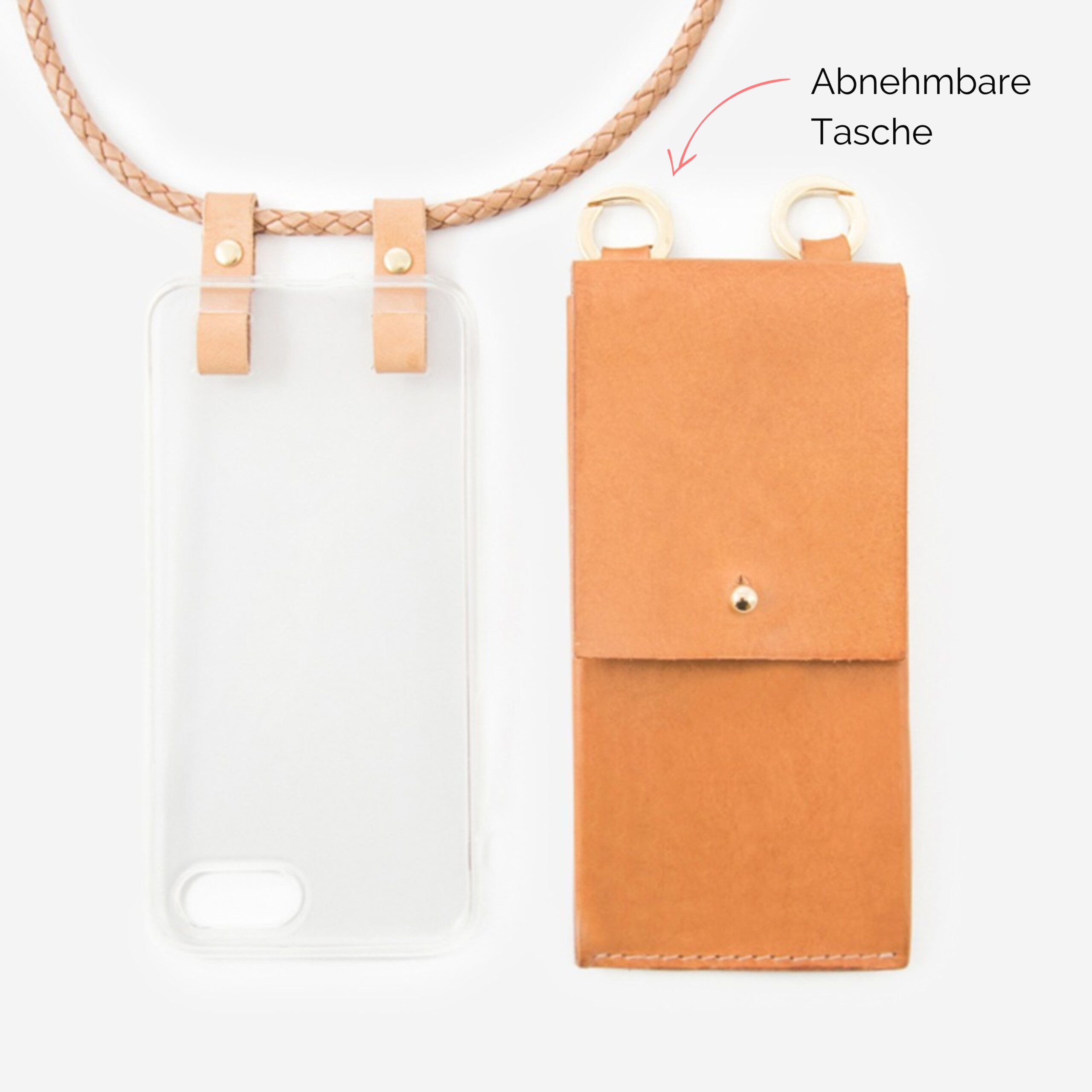 Handylette Leder mit geflochtener Lederkordel und Ledertasche Coco in natur