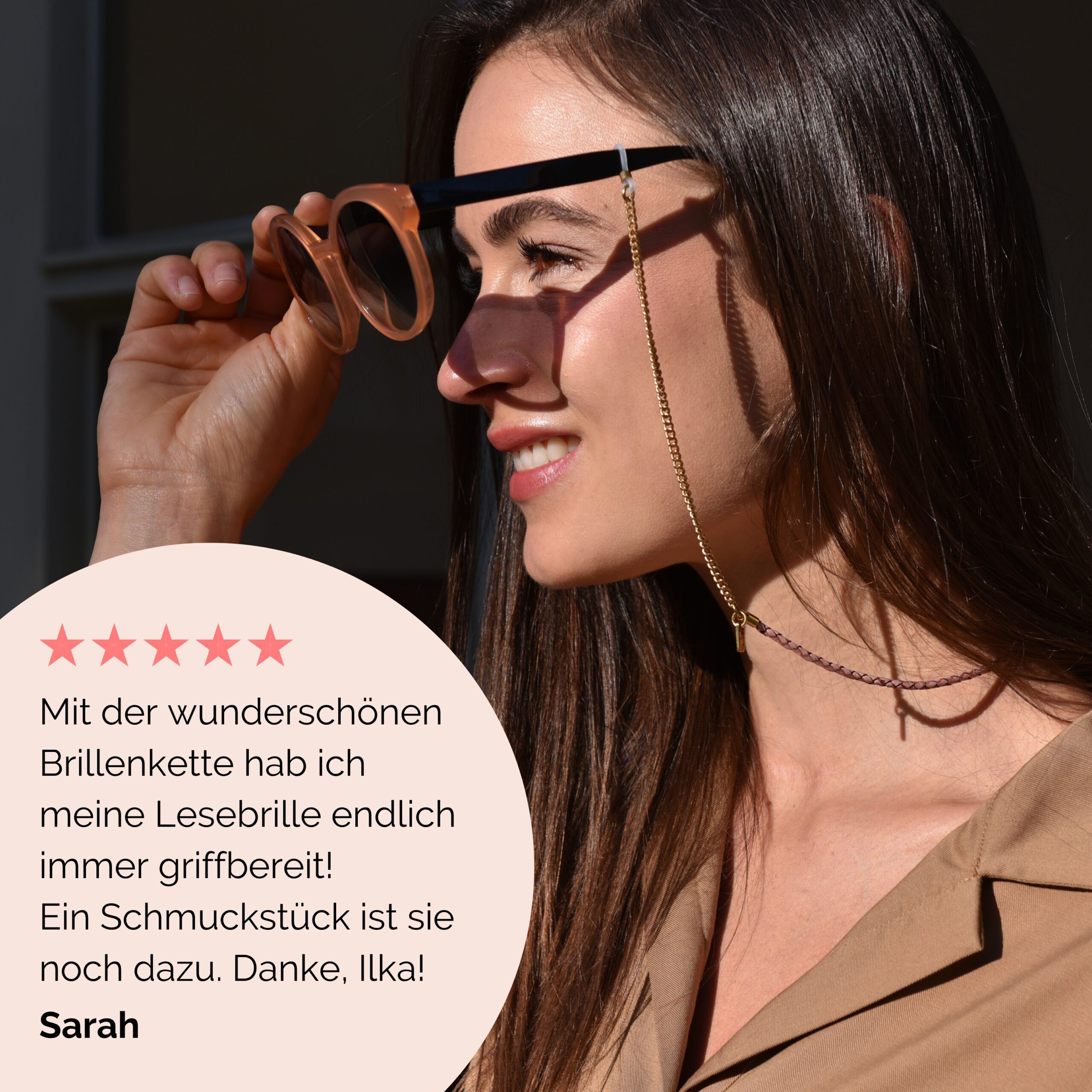 Holley Brillenkette aus feiner Edelstahl Gliederkette Lapàporter