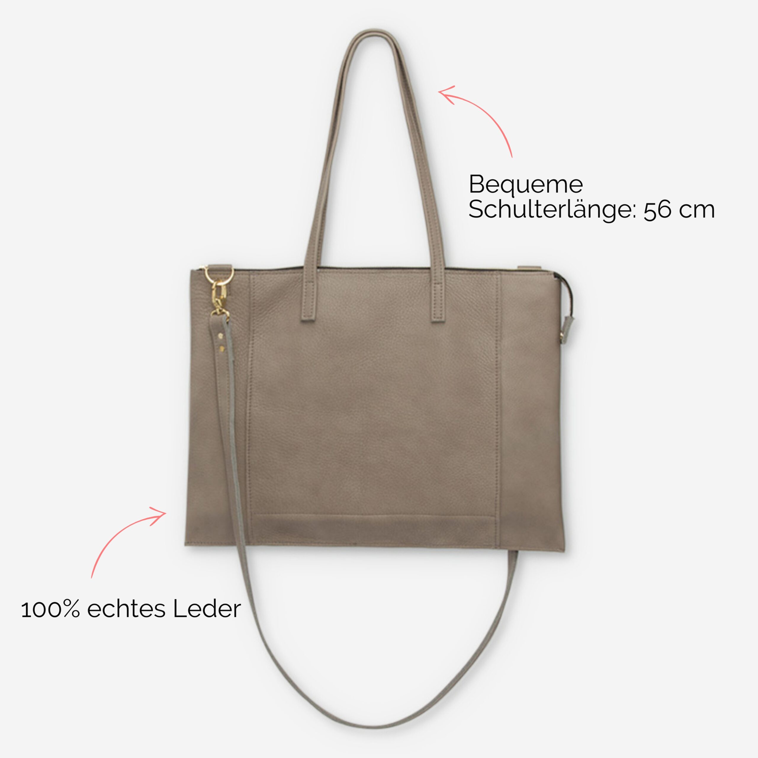 Laptoptasche aus Leder Jeanne in taupe