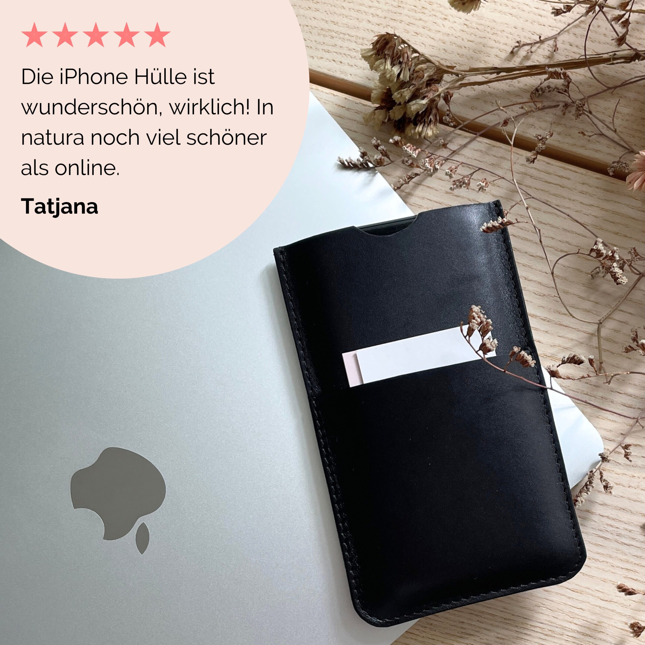 Leder iPhone Hülle Lapàporter in schwarz