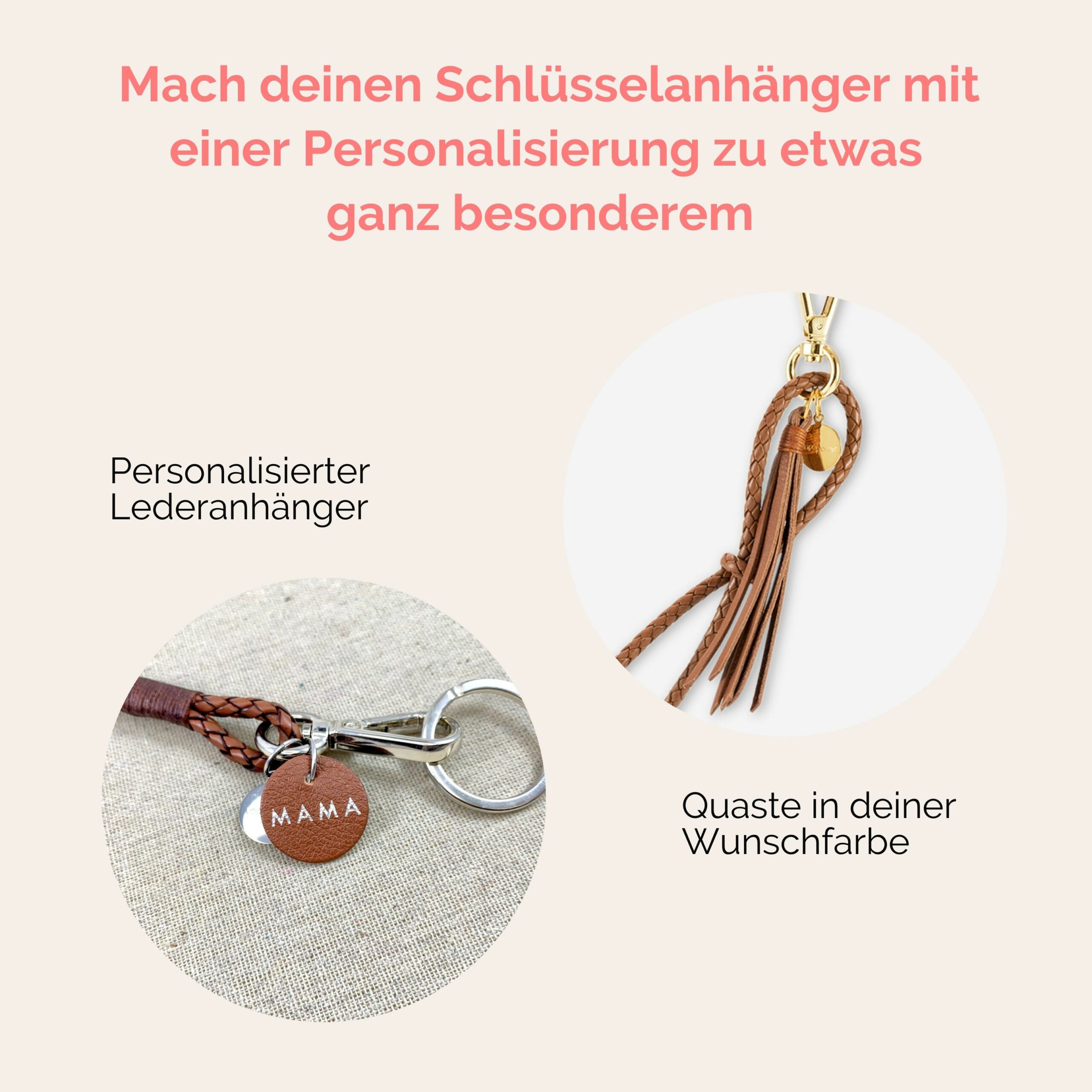 Luisa Schlüsselanhänger aus geflochtenem Leder Lapàporter in cognac