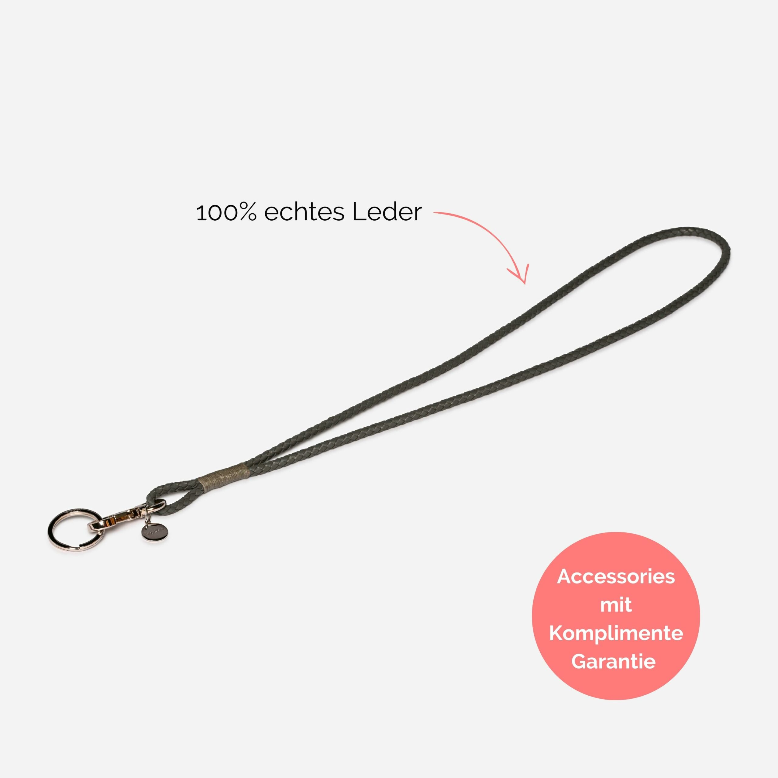 Luisa Schlüsselanhänger aus geflochtenem Leder Lapàporter in grau