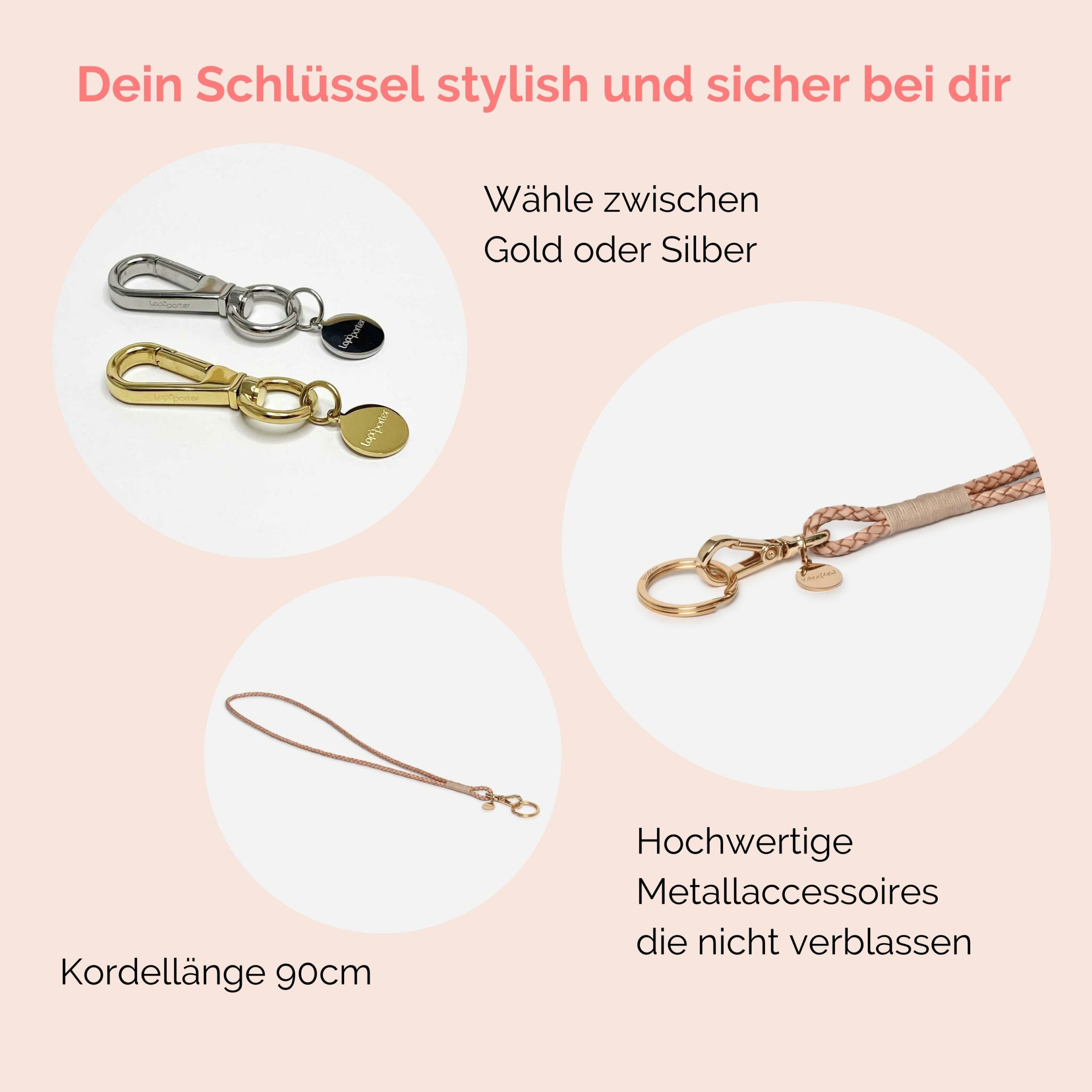 Luisa Schlüsselanhänger aus geflochtenem Leder Lapàporter in natur