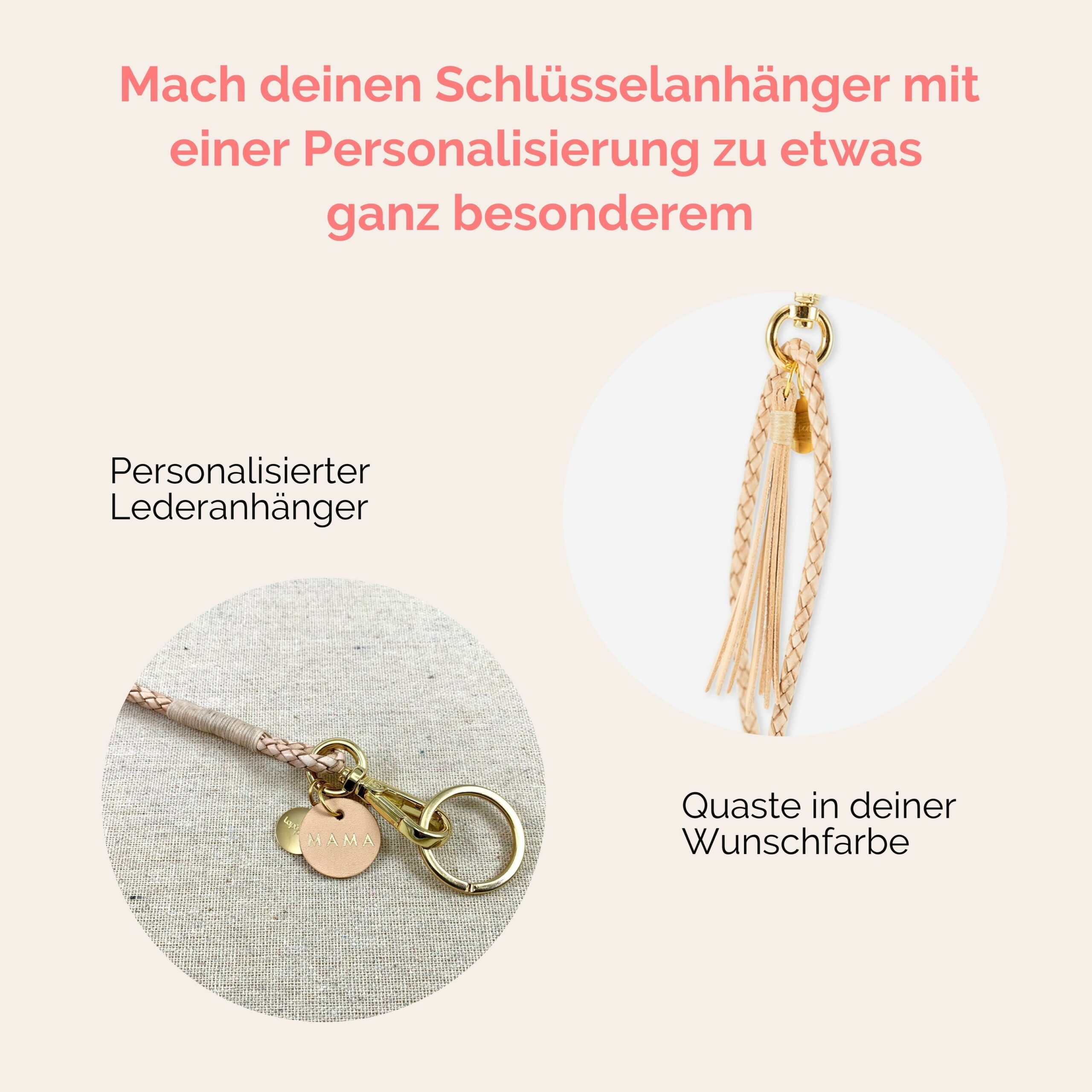 Luisa Schlüsselanhänger aus geflochtenem Leder Lapàporter in natur