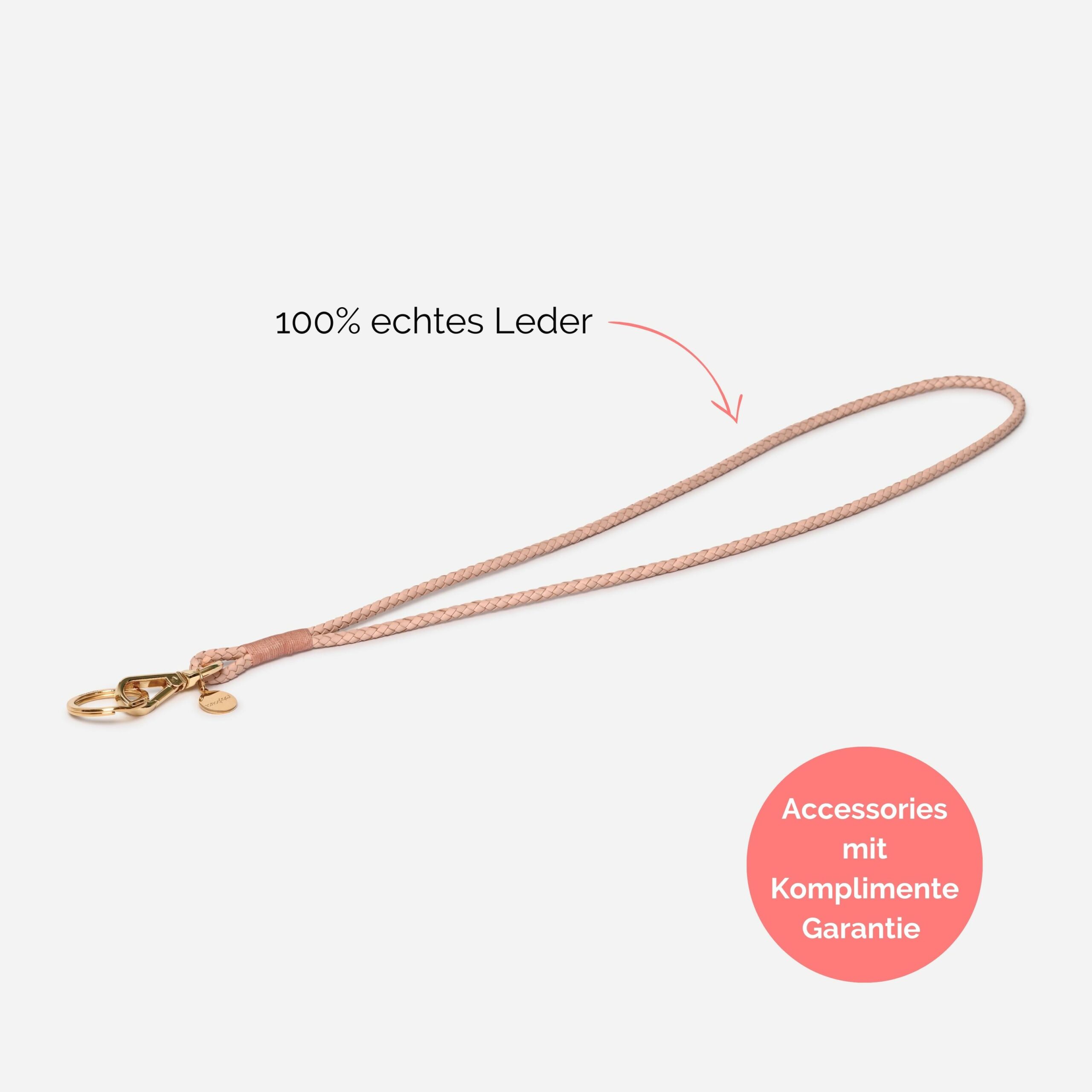 Luisa Schlüsselanhänger aus geflochtenem Leder Lapàporter in rosé