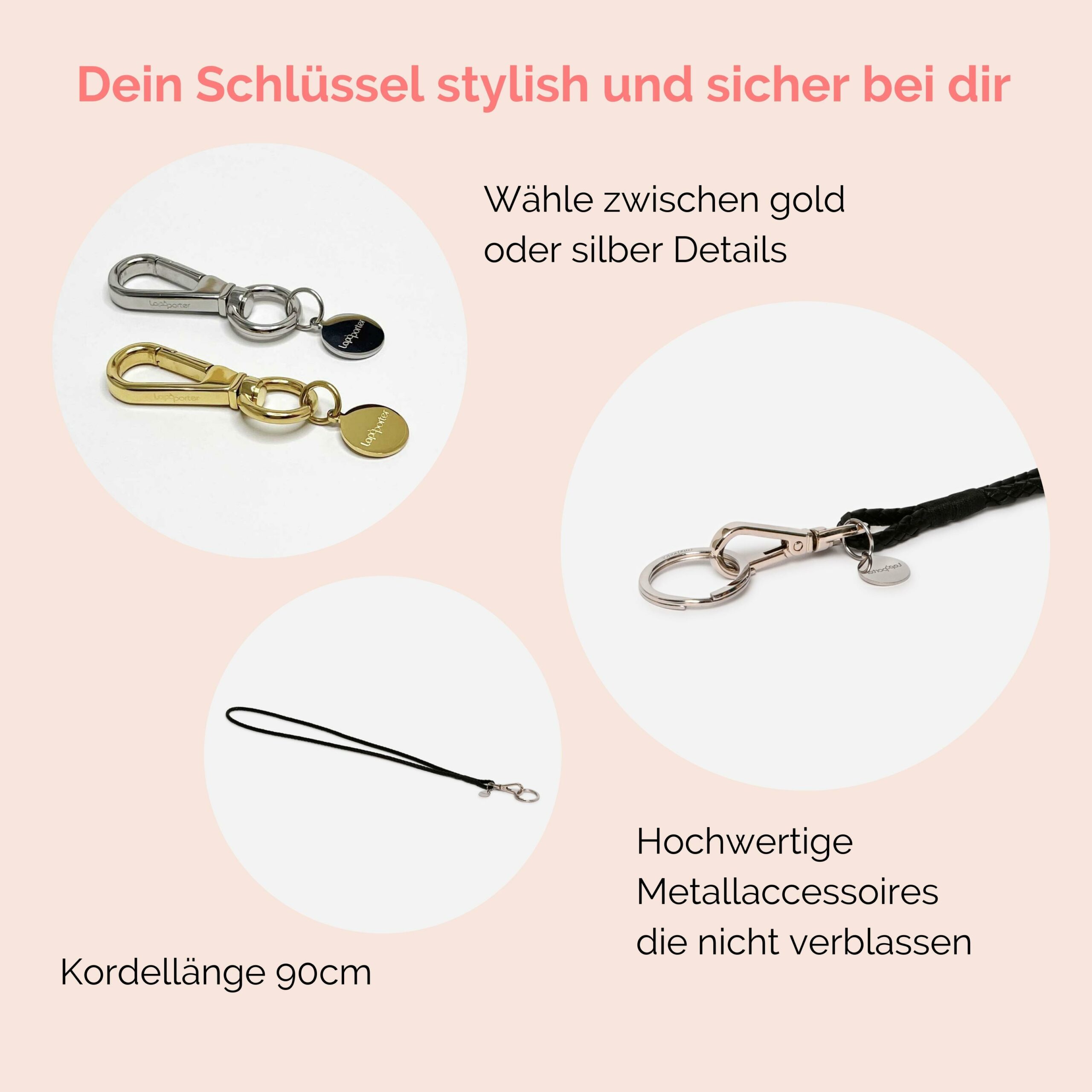 Luisa Schlüsselanhänger aus geflochtenem Leder Lapàporter in schwarz