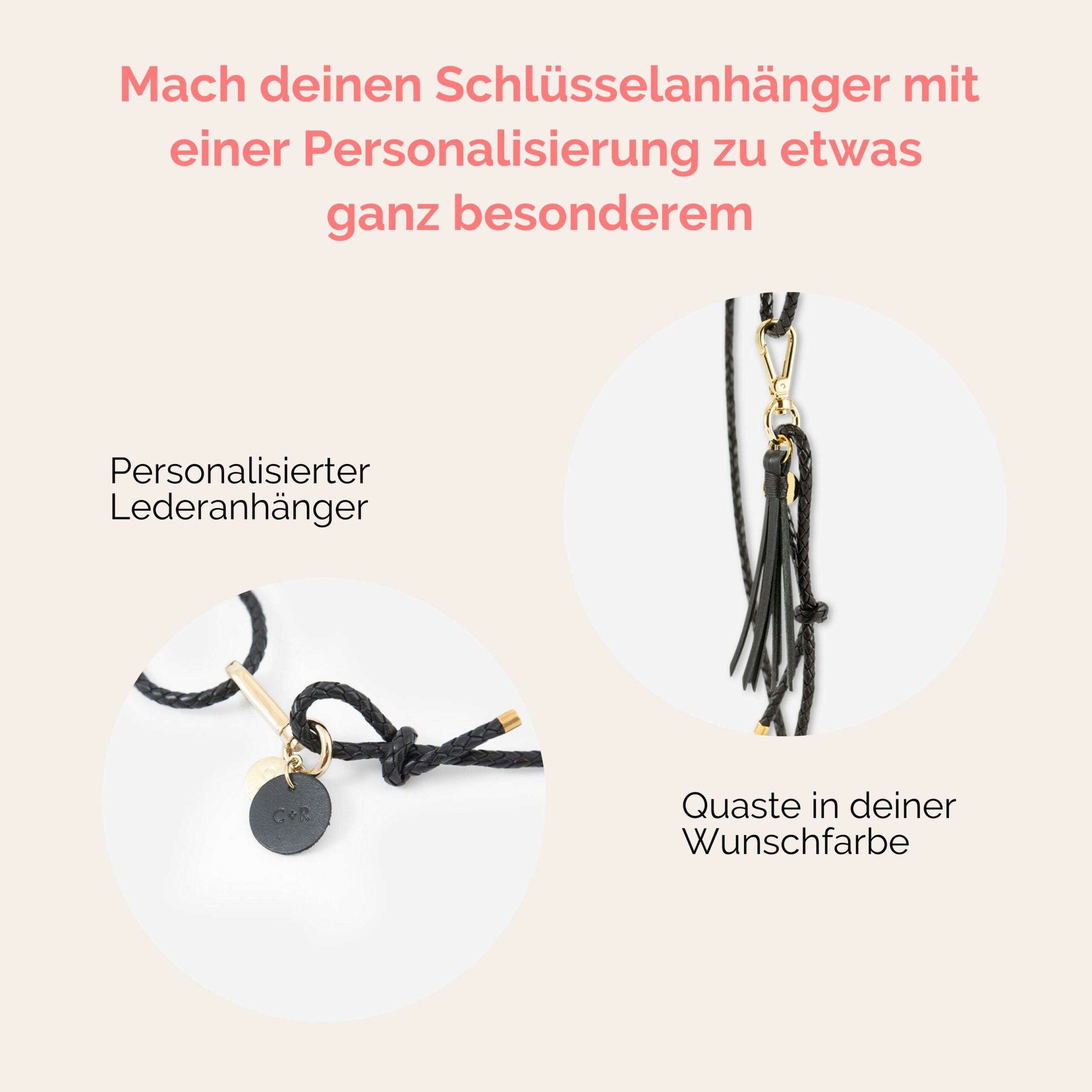 Luisa Schlüsselanhänger aus geflochtenem Leder Lapàporter in schwarz