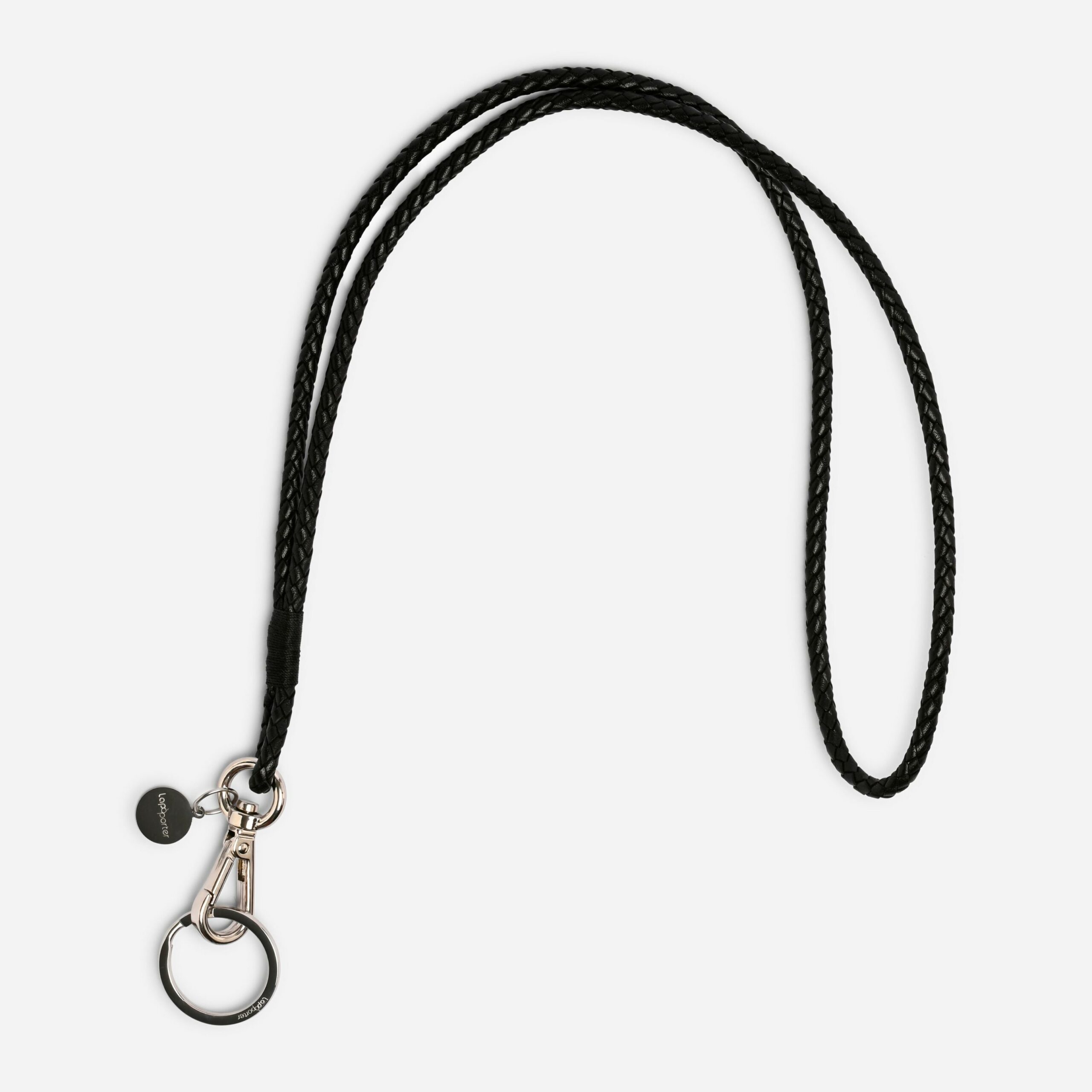 Luisa Schlüsselanhänger aus geflochtenem Leder Lapàporter in schwarz