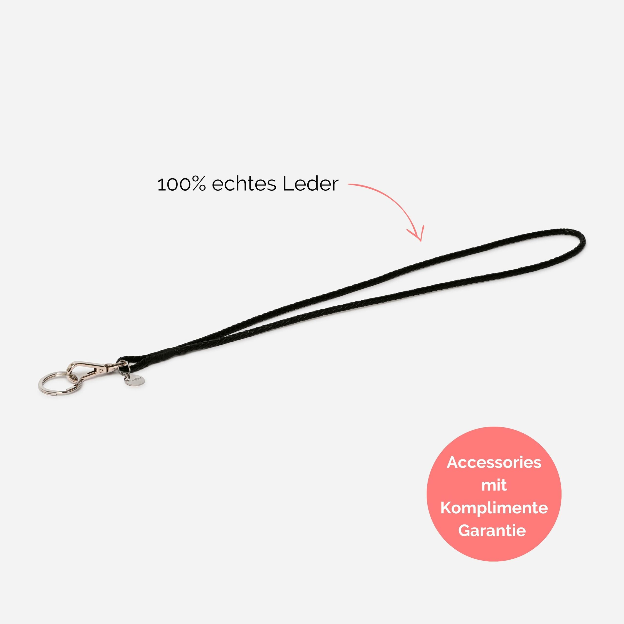 Luisa Schlüsselanhänger aus geflochtenem Leder Lapàporter in schwarz