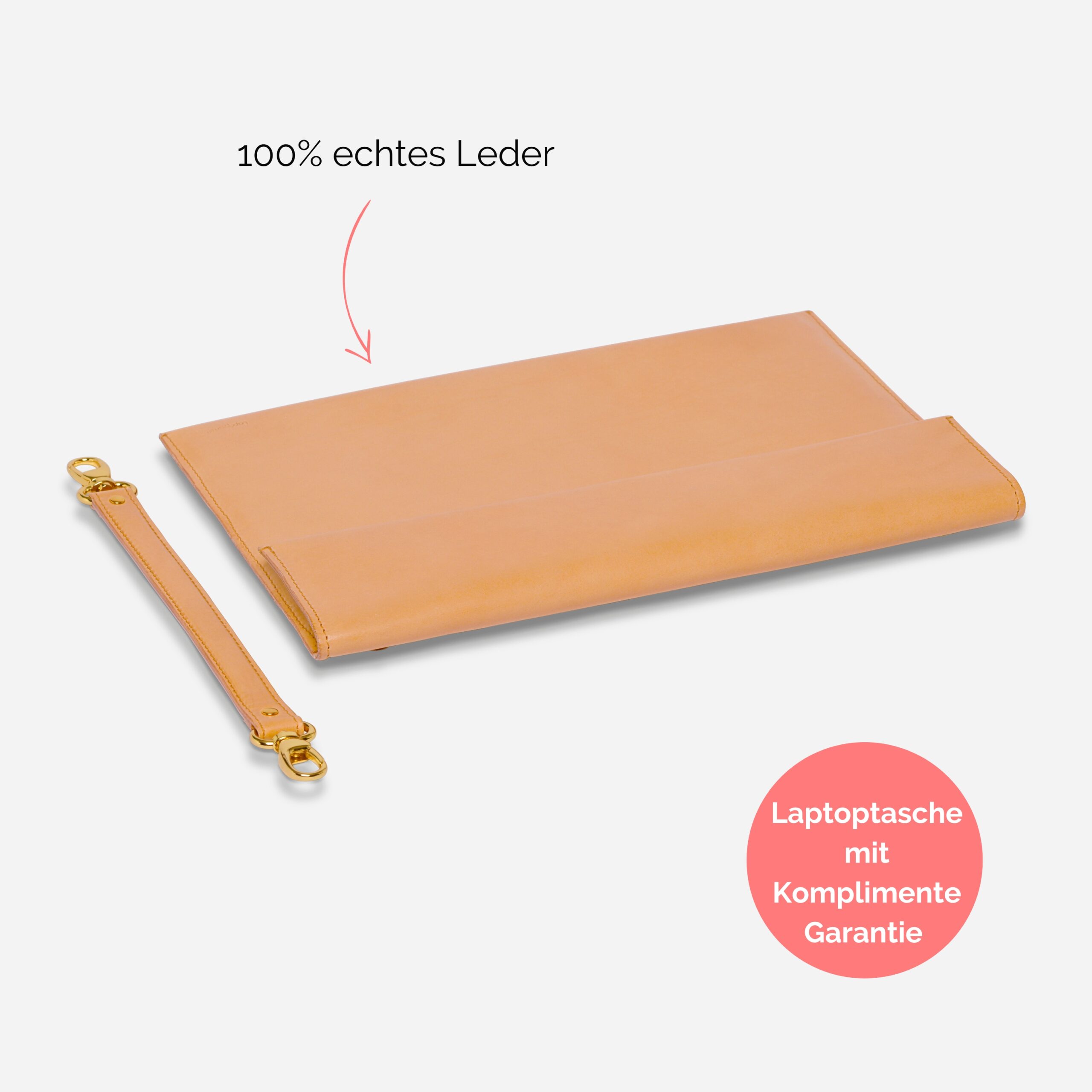 Laptoptasche Leder mit Henkel in natur