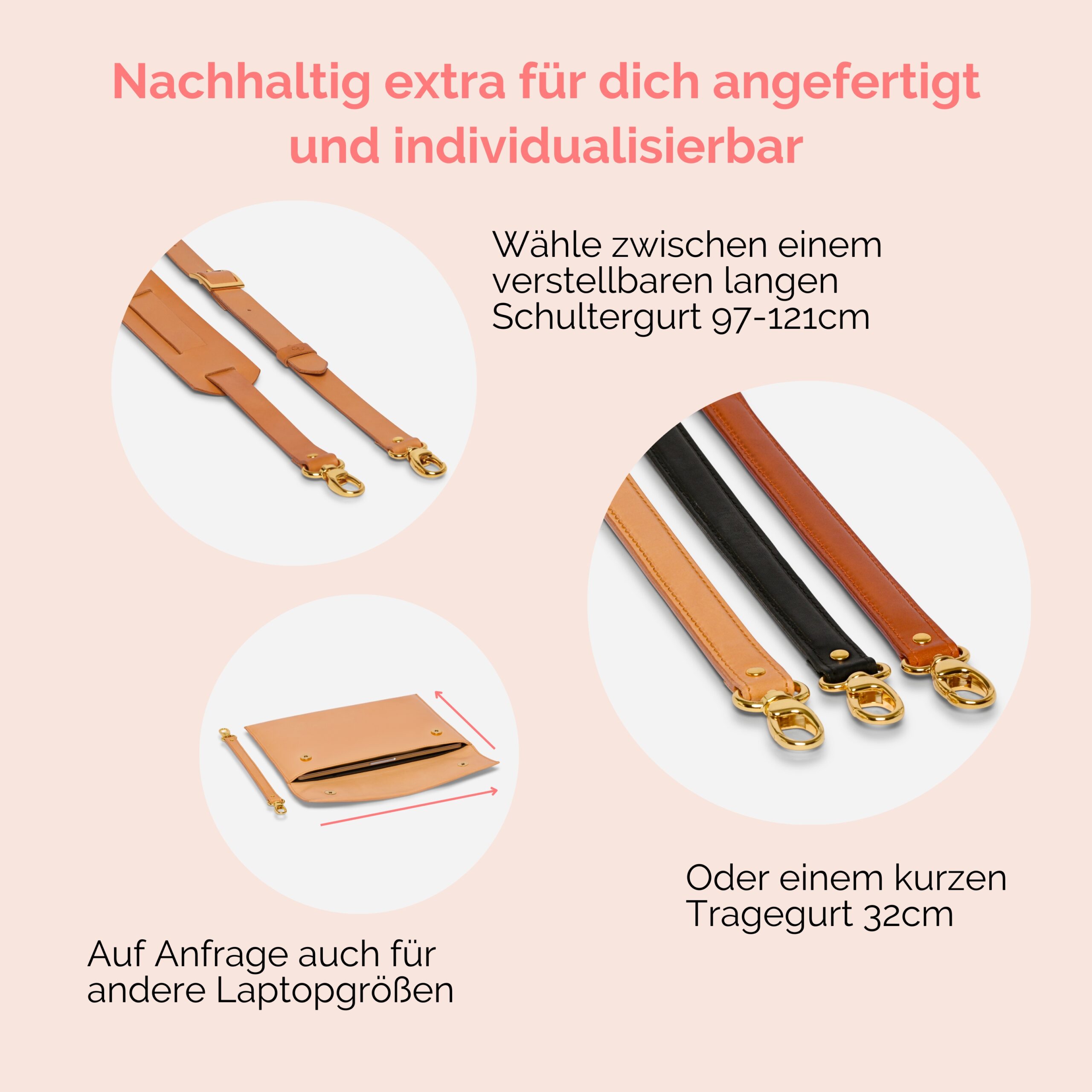 Laptoptasche Leder mit Henkel in natur