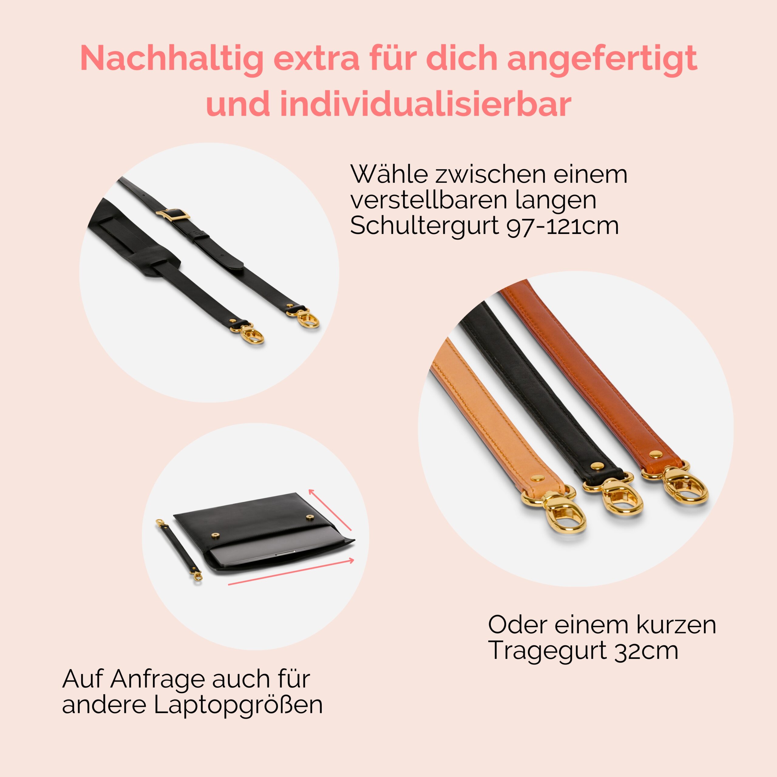 Laptoptasche Leder mit Henkel in schwarz