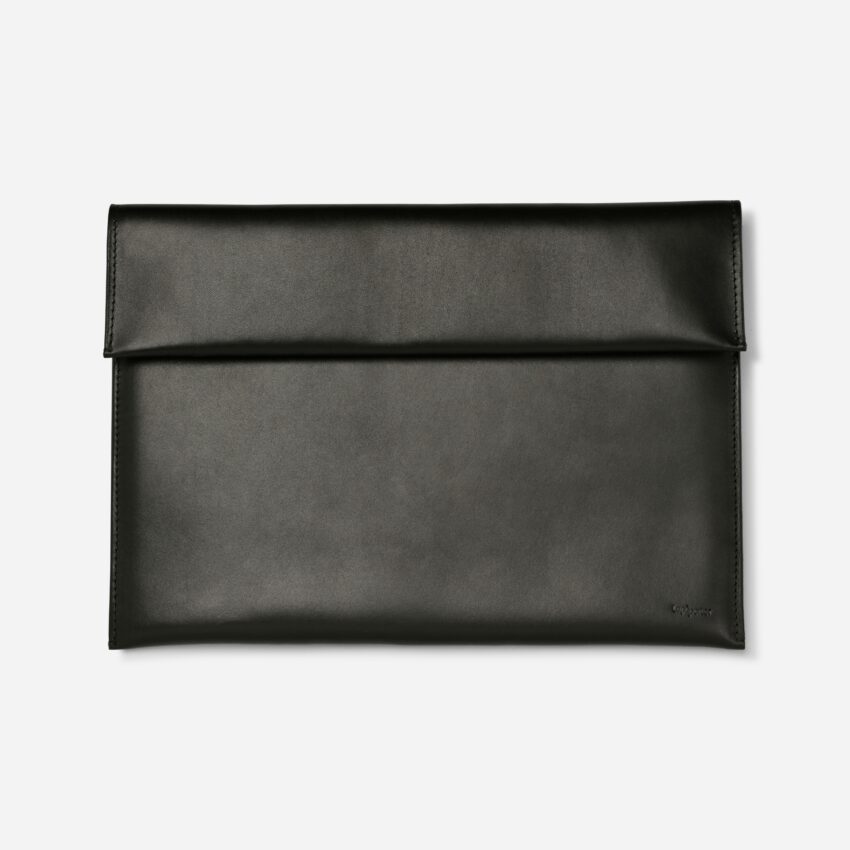Laptoptasche Leder mit Henkel in schwarz