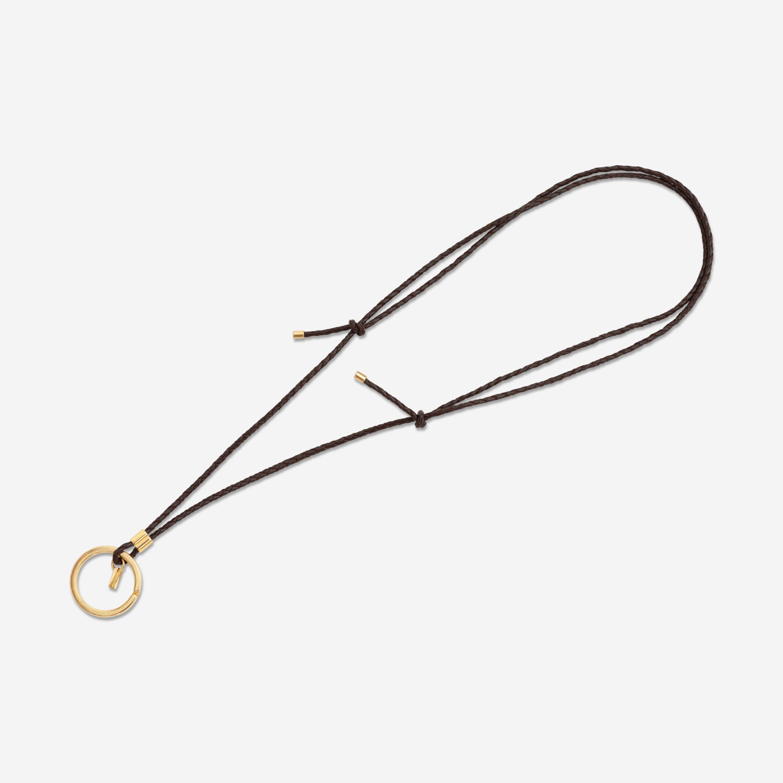 Mary Brillenkette aus echtem Leder mit Ring für Brille oder Schlüssel Lapàporter in braun