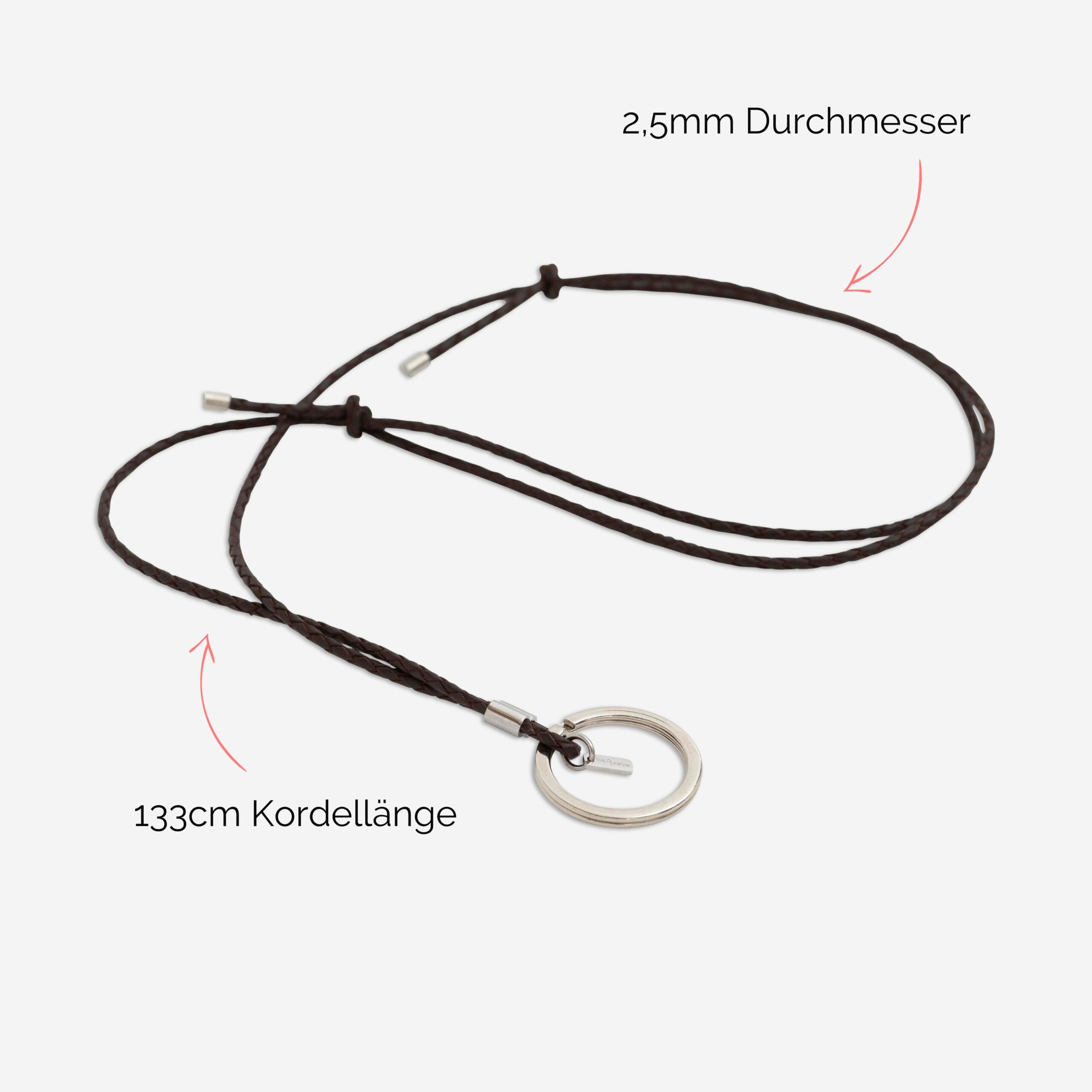 Mary Brillenkette aus echtem Leder mit Ring für Brille oder Schlüssel Lapàporter in braun