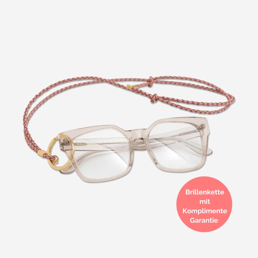 Mary Brillenkette aus echtem Leder mit Ring für Brille oder Schlüssel Lapàporter in rosé