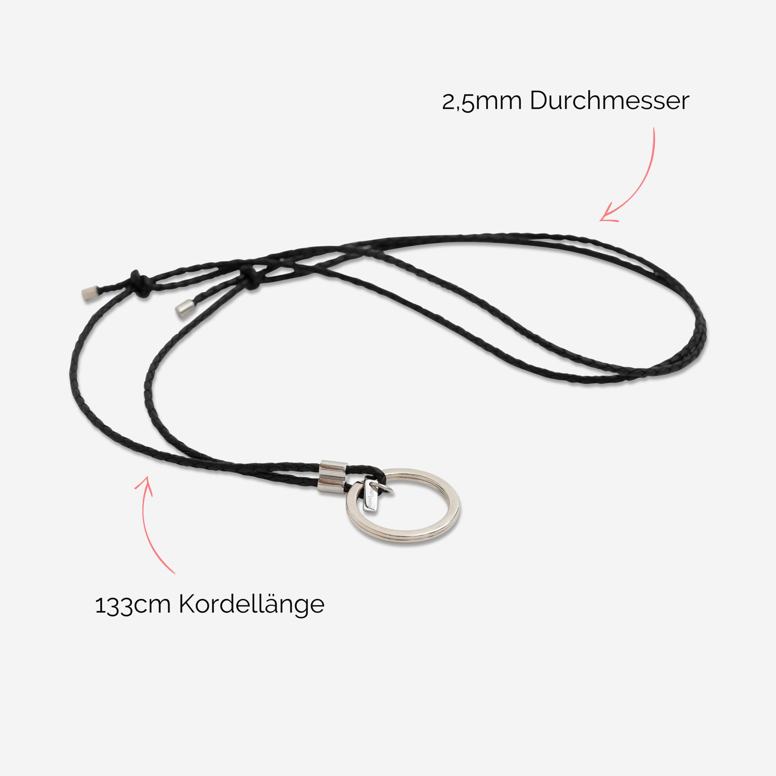 Mary Brillenkette aus echtem Leder mit Ring für Brille oder Schlüssel Lapàporter in schwarz