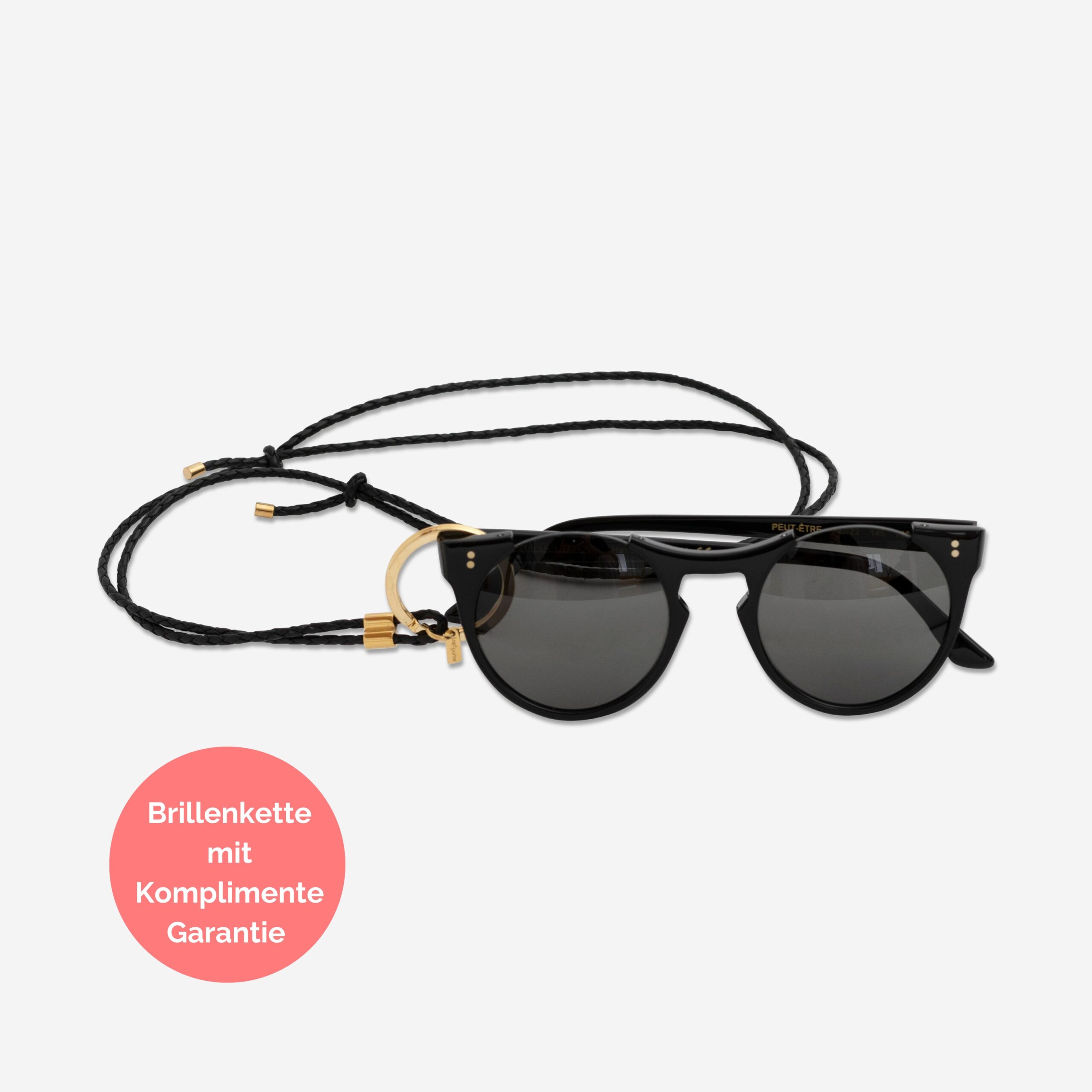 Mary Brillenkette aus echtem Leder mit Ring für Brille oder Schlüssel Lapàporter in schwarz