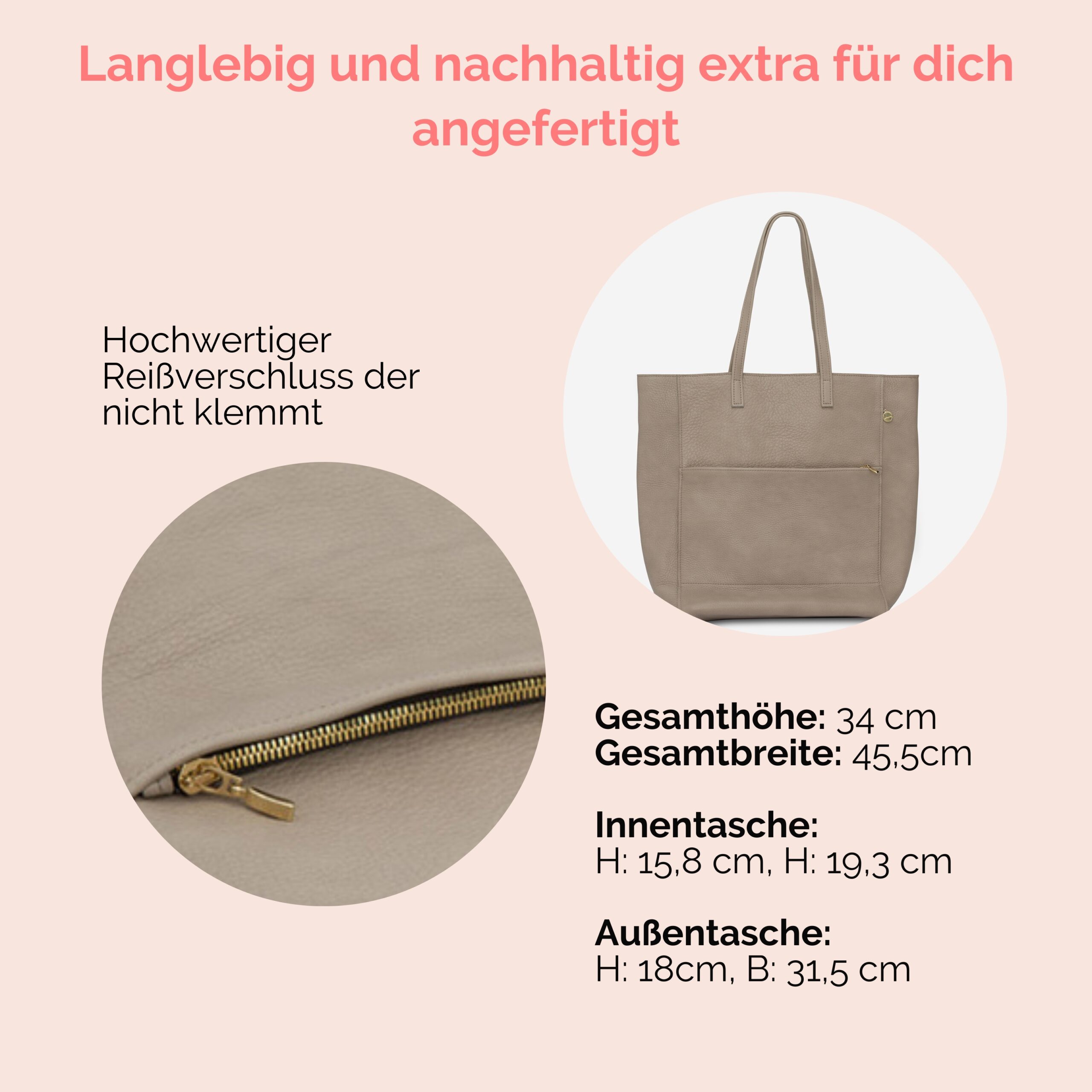 Shopper aus Leder in taupe Lapàporter