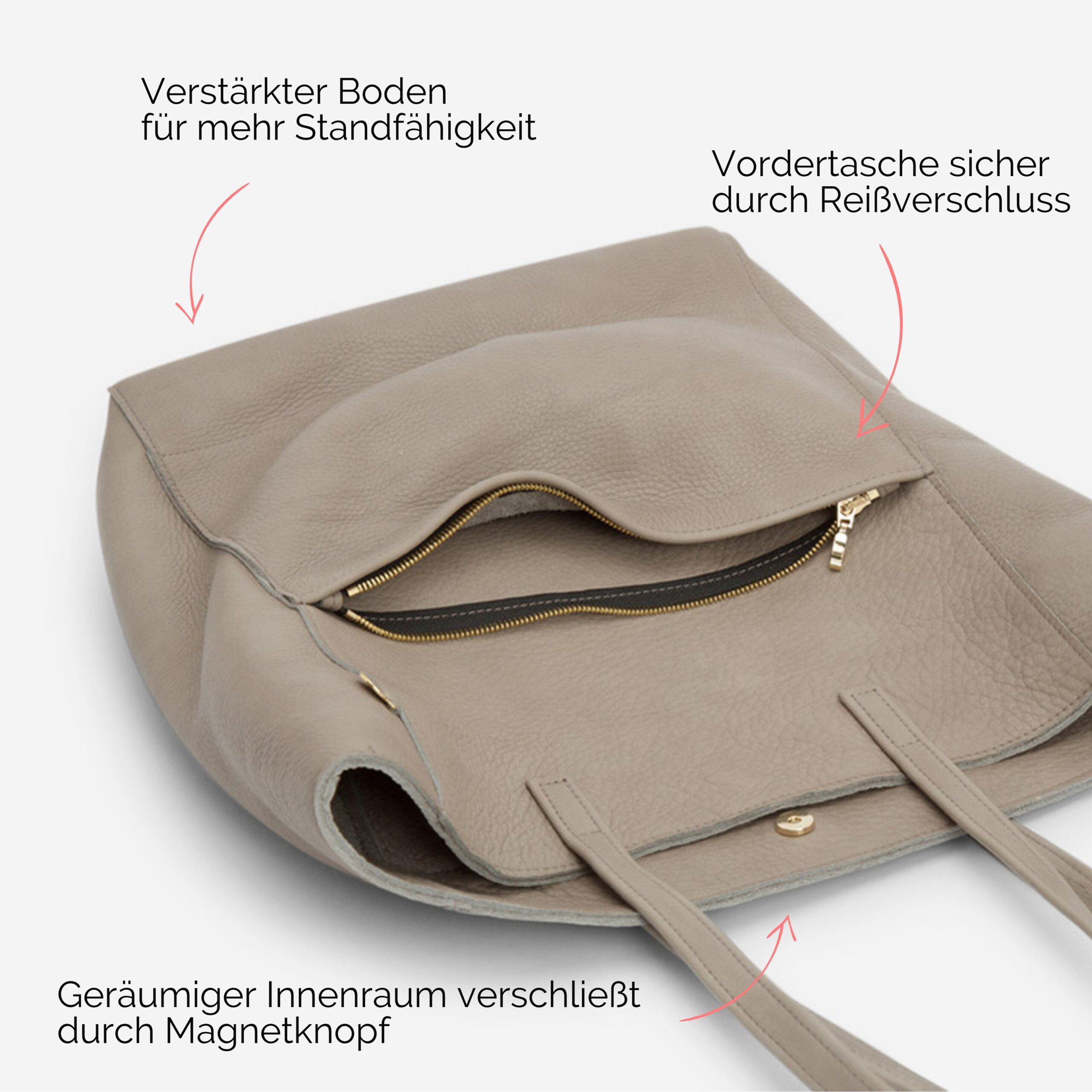 Shopper aus Leder in taupe Lapàporter