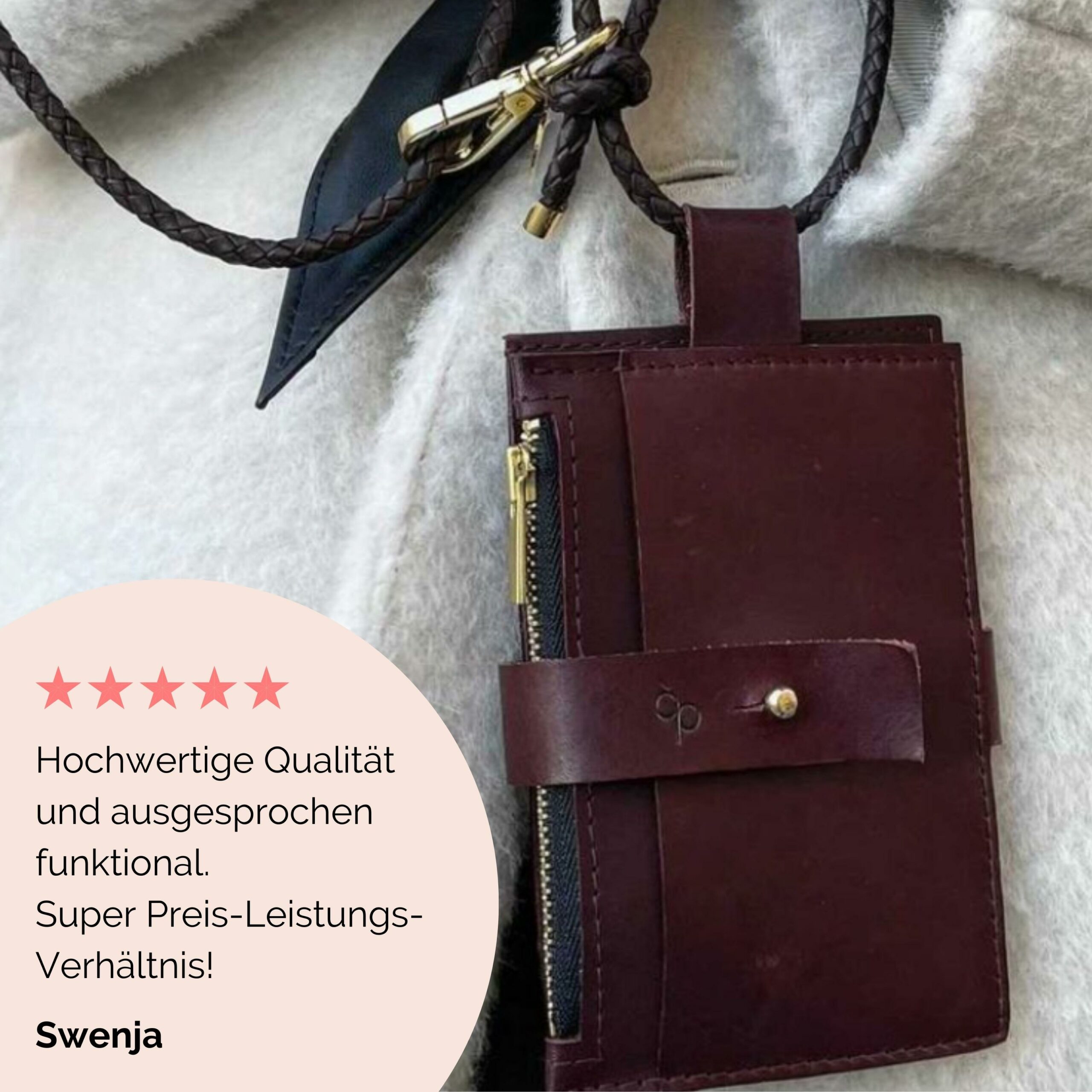 Anna Portemonnaie zum anhängen Lapàporter in bordeaux