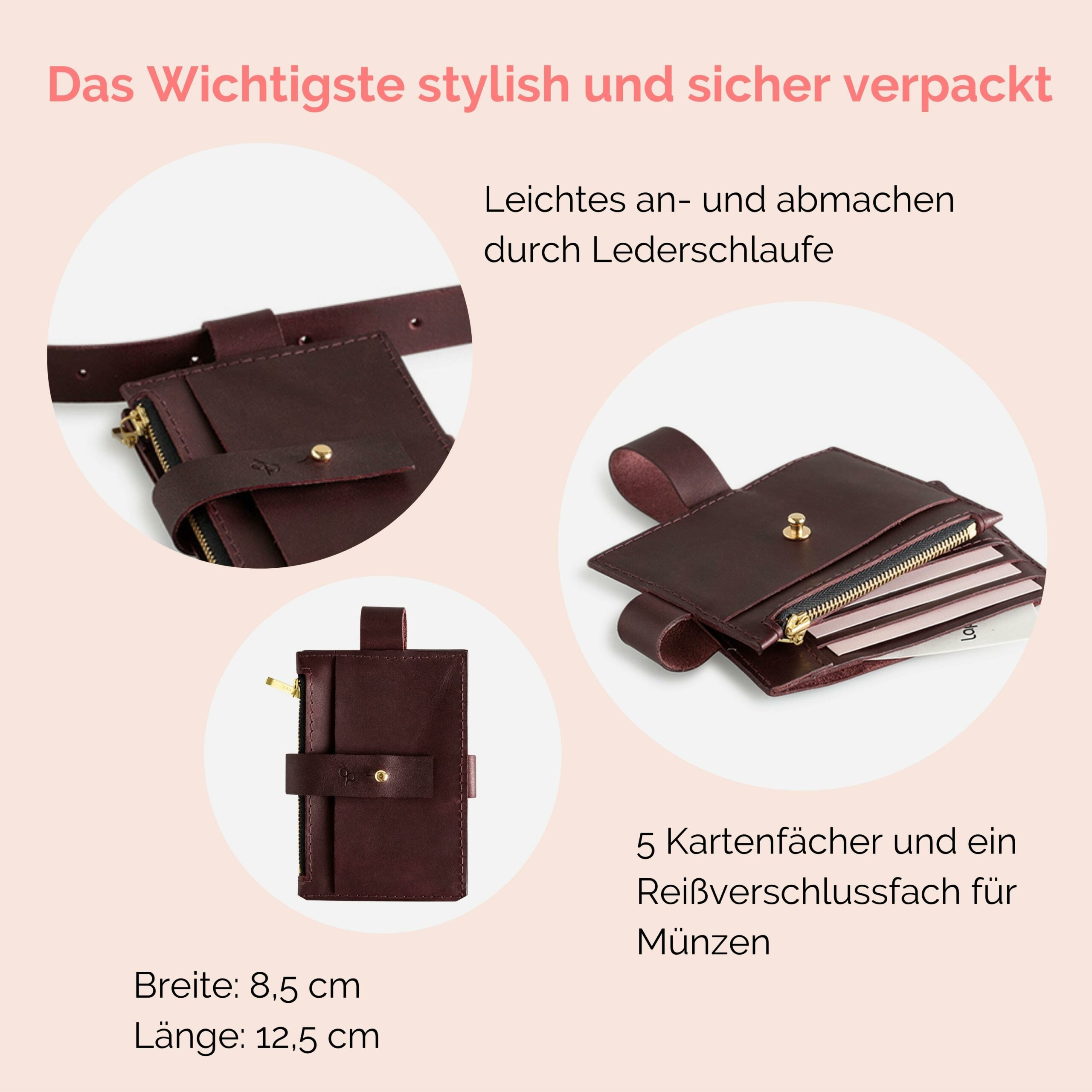 Anna Portemonnaie zum anhängen Lapàporter in bordeaux