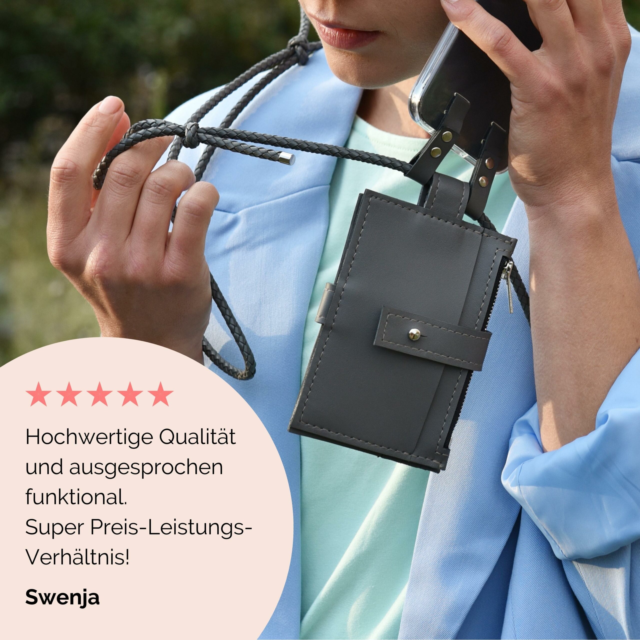 Anna Portemonnaie zum anhängen Lapàporter in grau