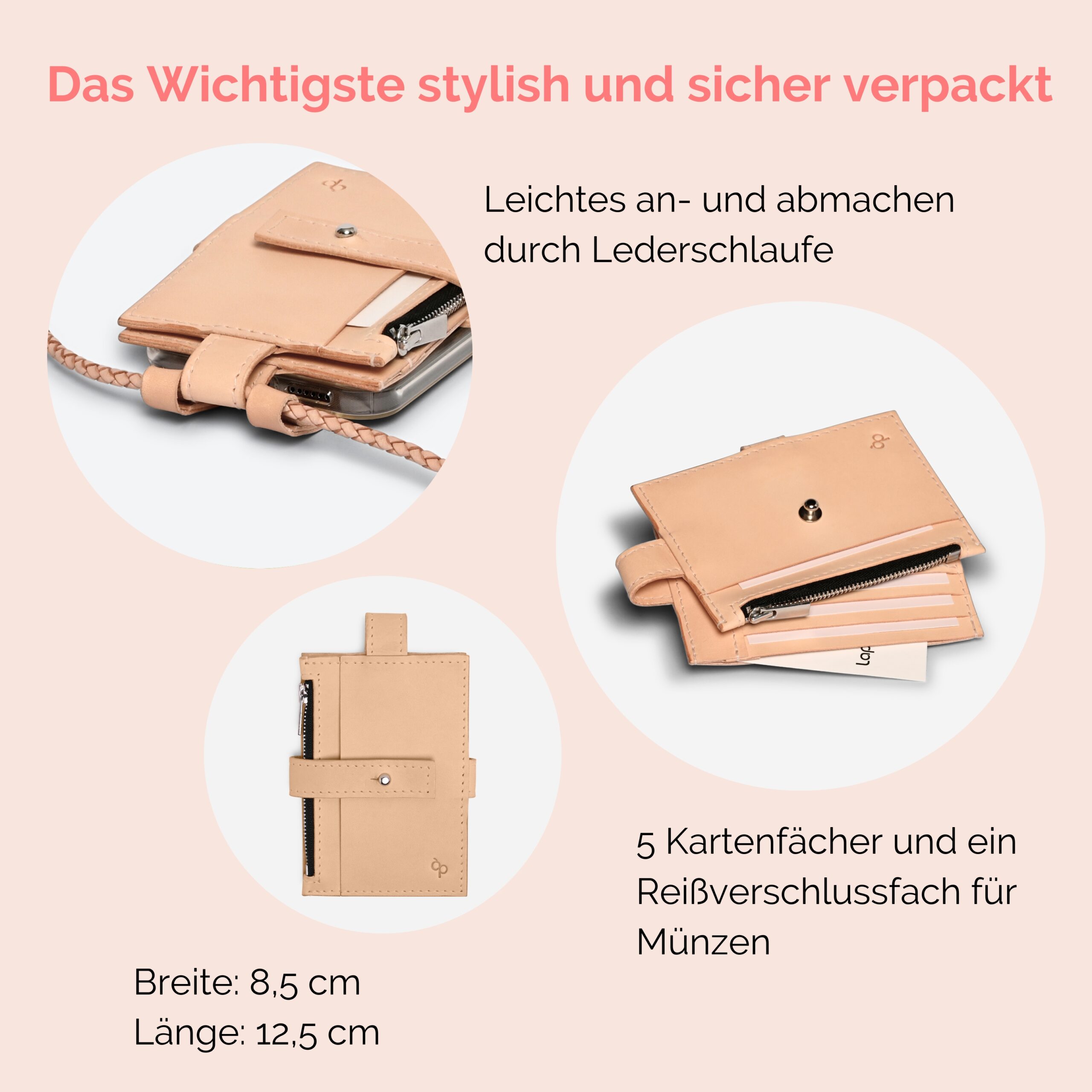 Anna Portemonnaie zum anhängen Lapàporter in natur