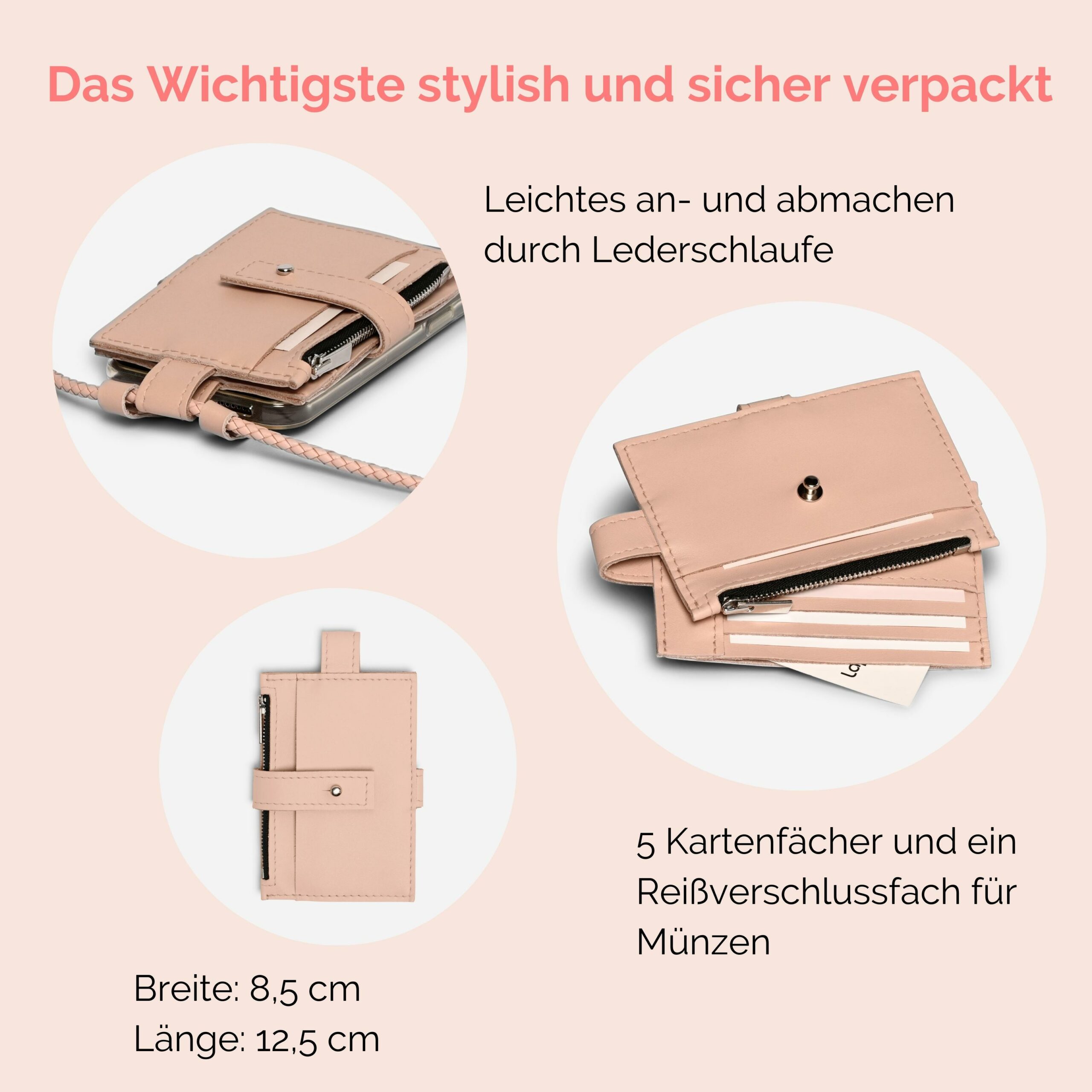 Anna Portemonnaie zum anhängen Lapàporter in rosé