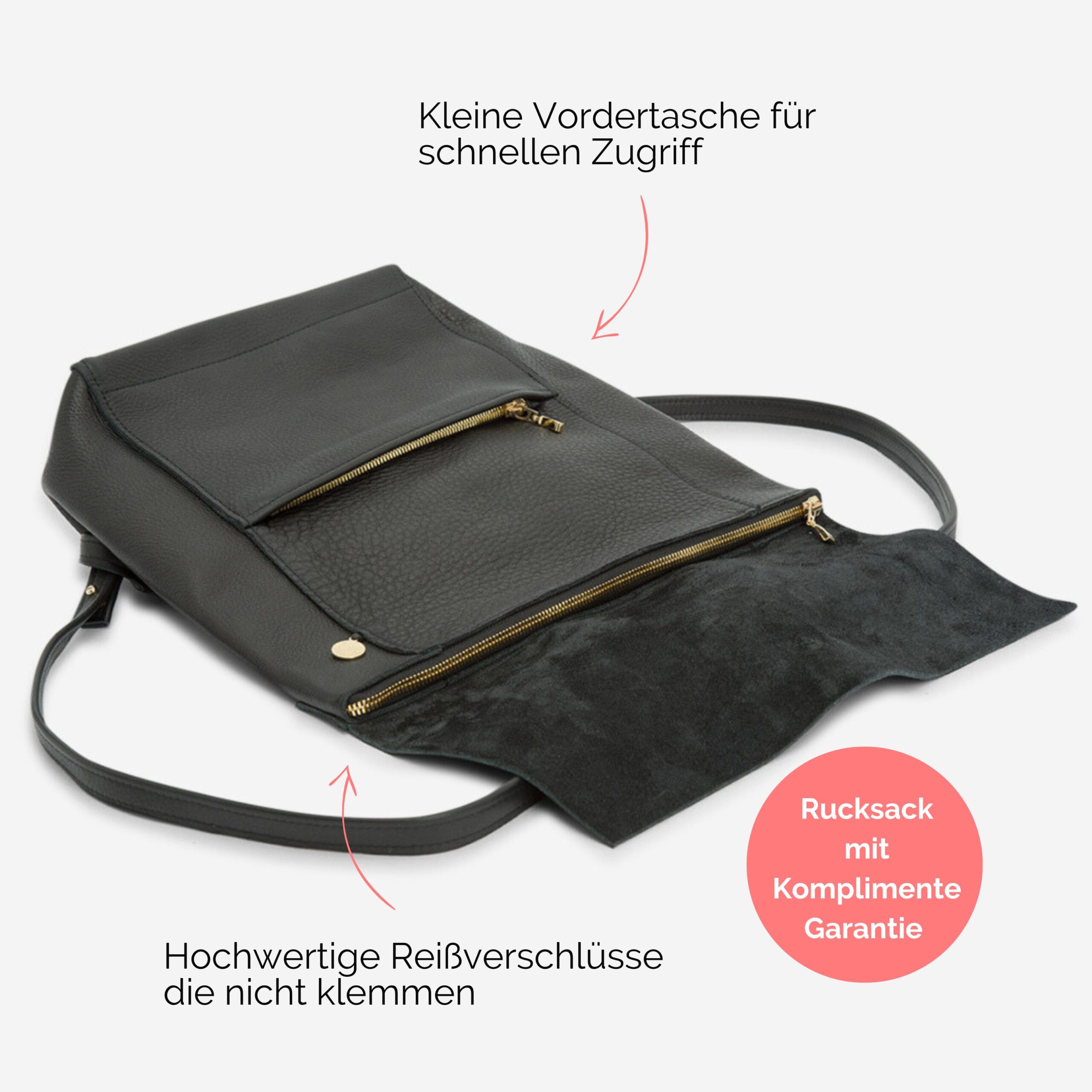 Rebekka Rucksack aus echtem Leder für Damen in schwarz Lapàporter