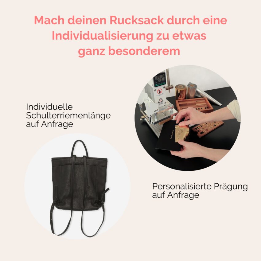 Rebekka Rucksack aus echtem Leder für Damen in schwarz Lapàporter