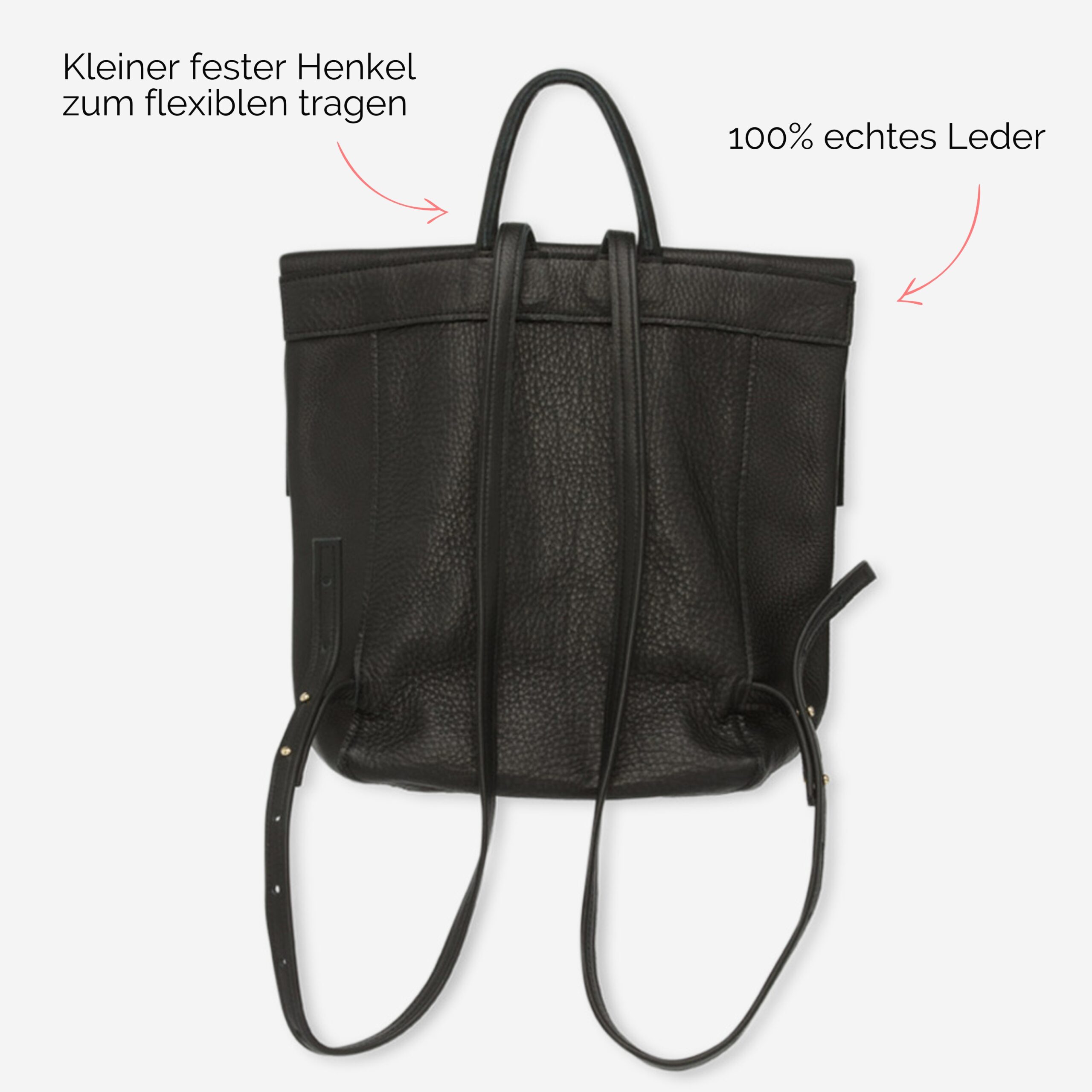 Rebekka Rucksack aus echtem Leder für Damen in schwarz Lapàporter